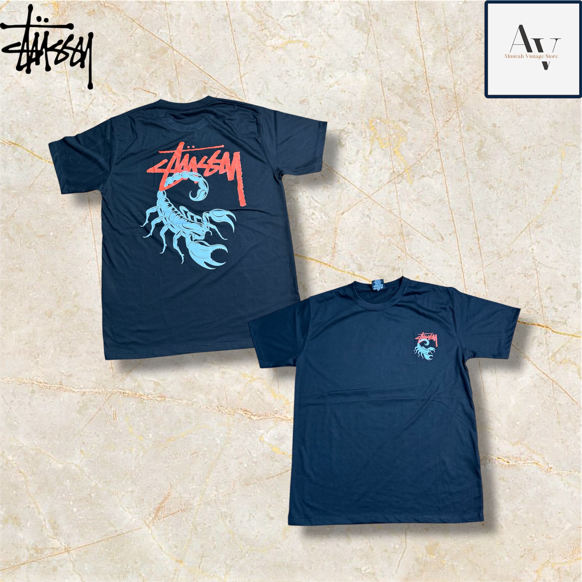 ストゥーシー リワークスタイル サソリ ブラック Tシャツ