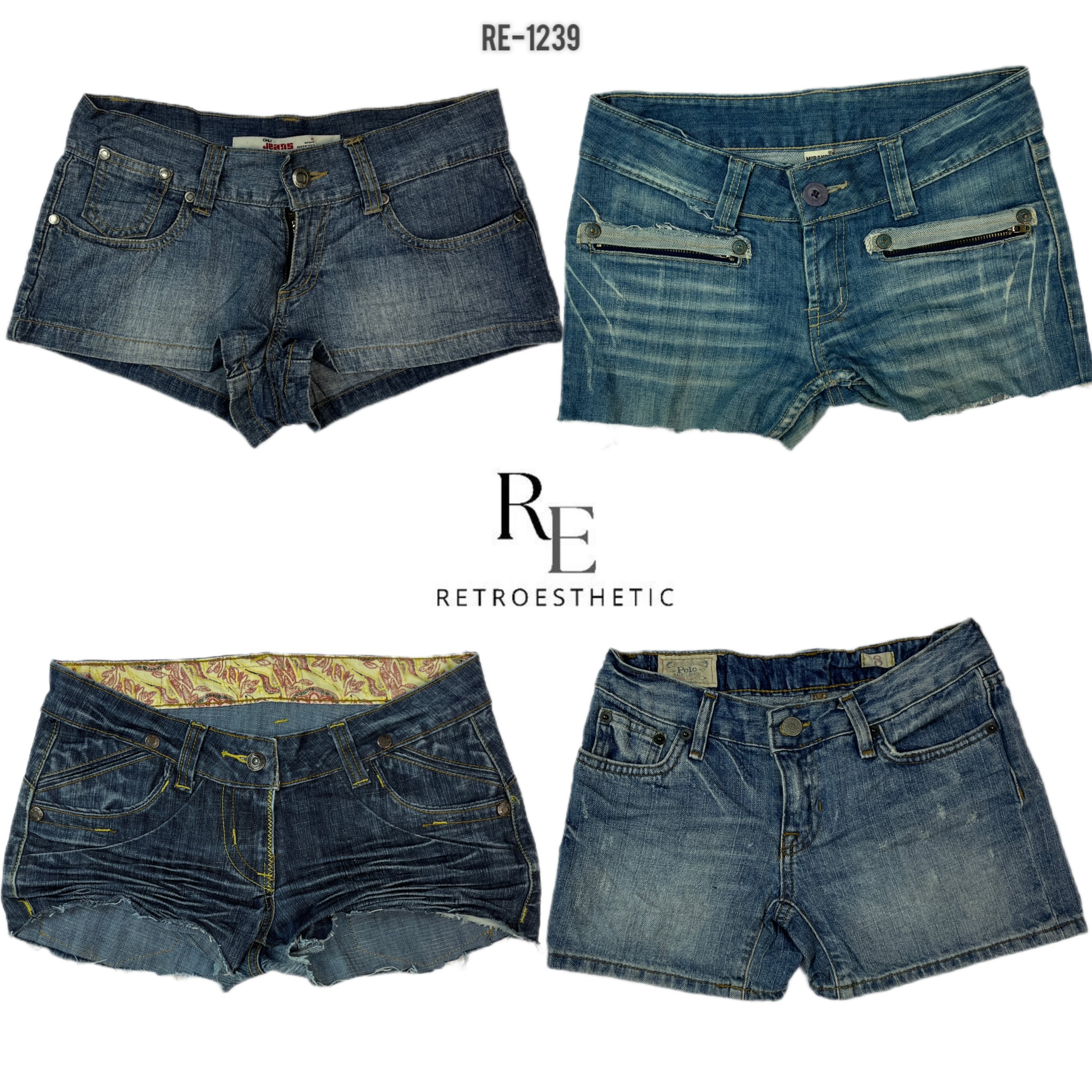 Y2K IT Girl Denim Mini Shorts (RE-1239)