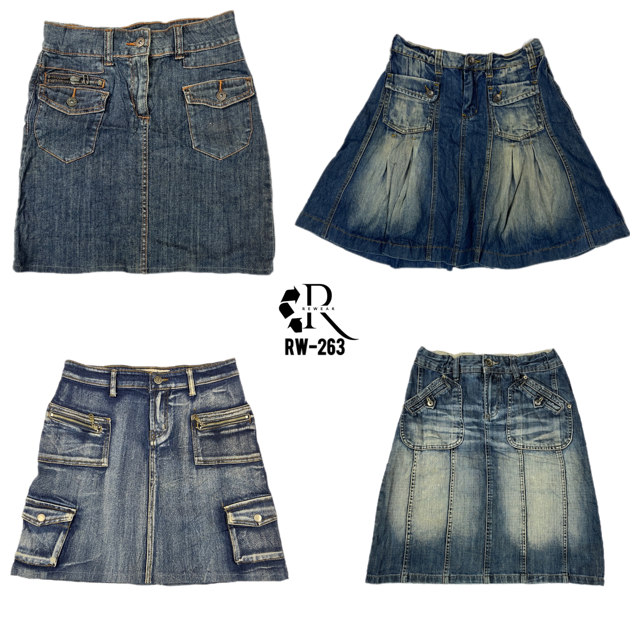 Gonne in denim midi Y2K Cyber Girl Era (RW-263)