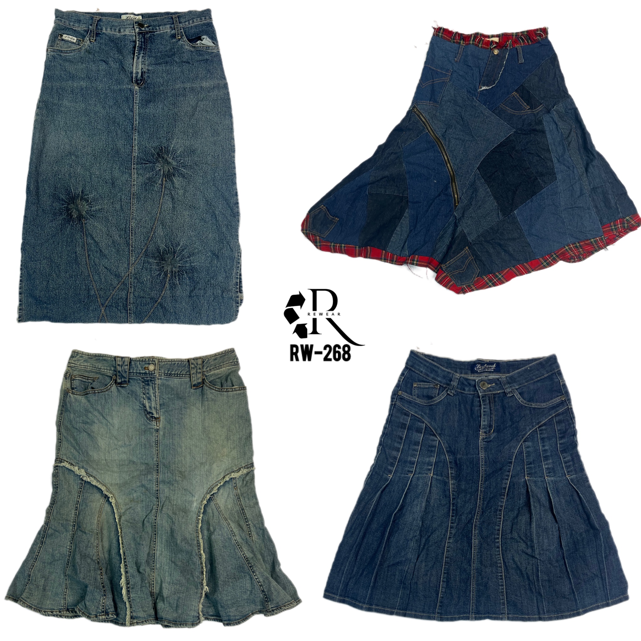 Gonne maxi in denim uniche Y2K (RW-268)