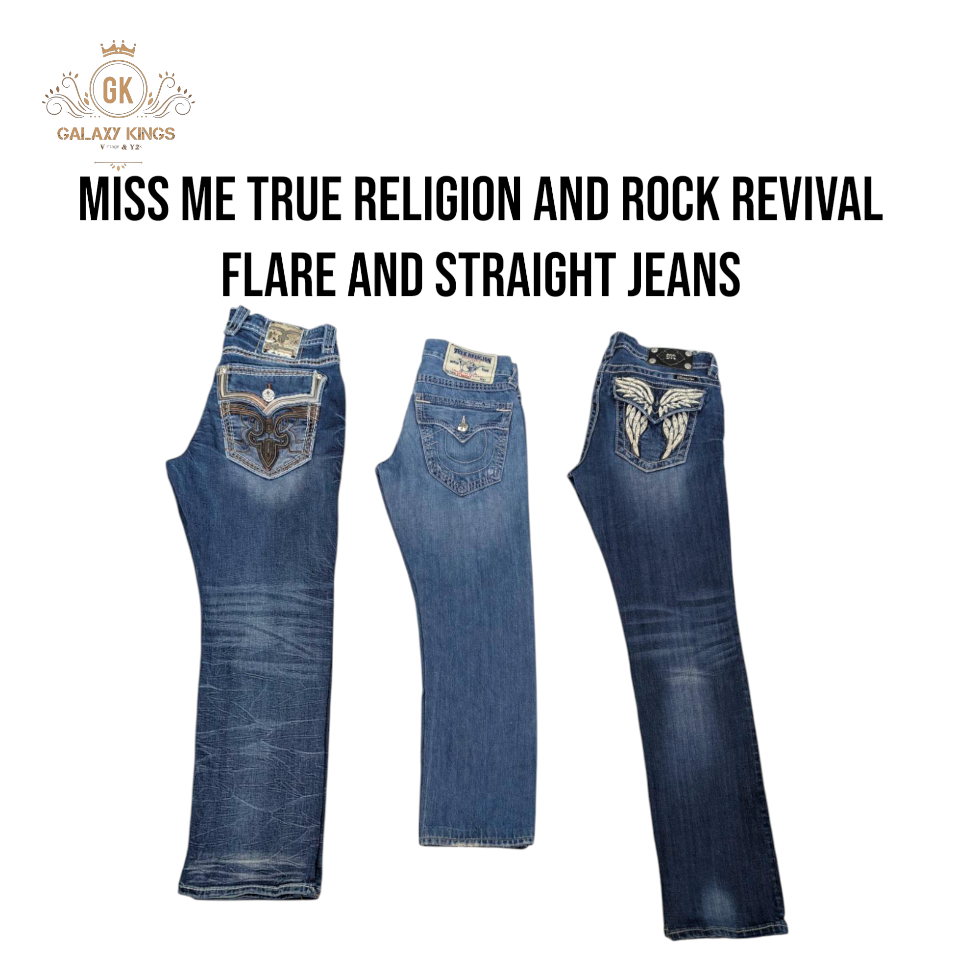 Miss Me True Religion and Rockrevival Flare Straight Jeans
