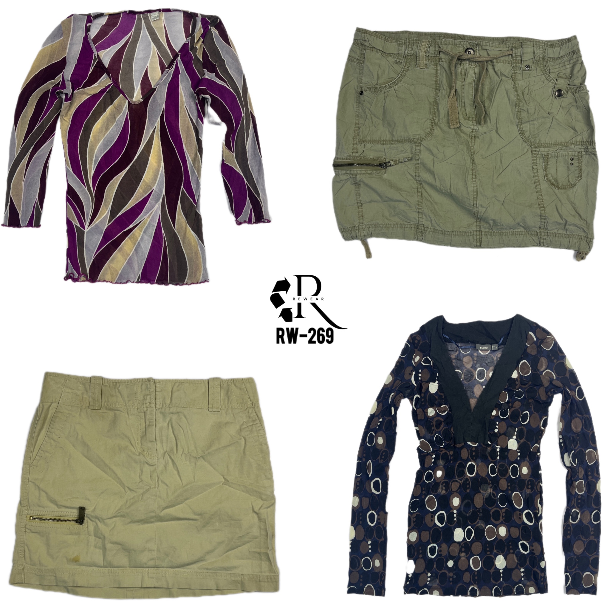 Y2K Skirts & Long Sleeves Mesh Tops (RW-269)