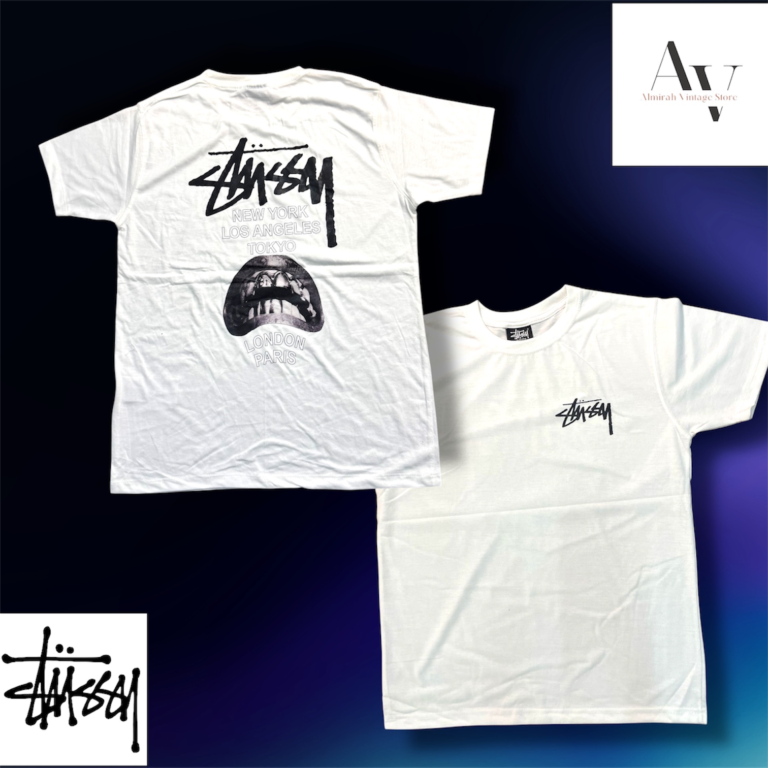 Stussy überarbeiteter Stil Rick Owens weiße T-Shirts