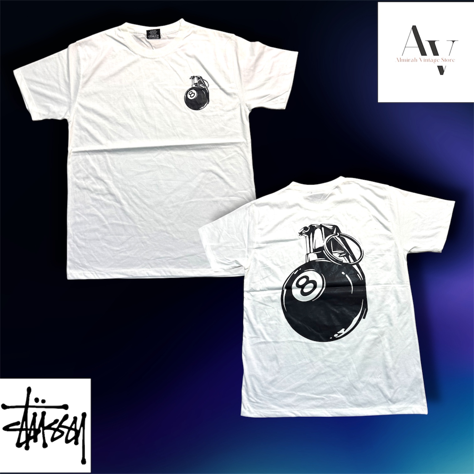 Stussy Umgestaltung Stil 8ball Bomb Weiß T-Shirt