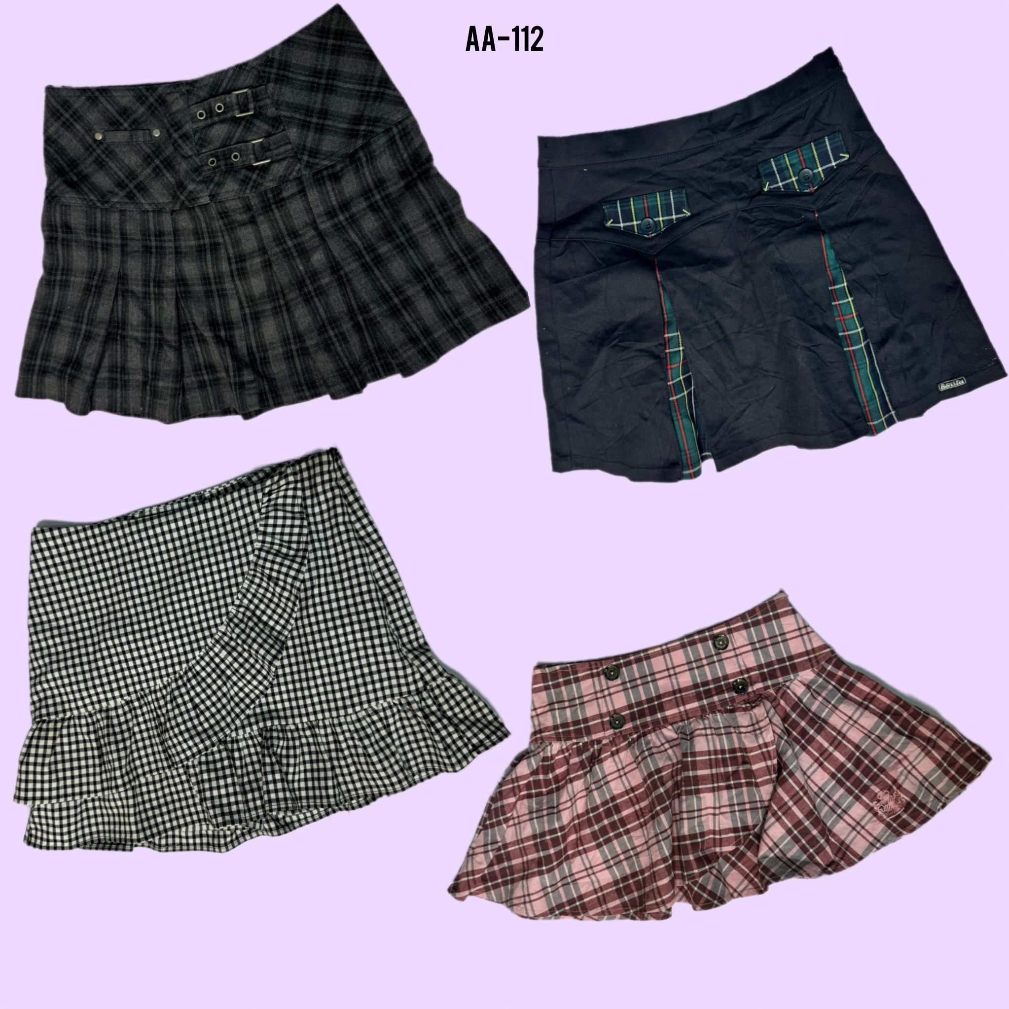 Y2K Cutesy Checkered Wool Skirts (AA-112)