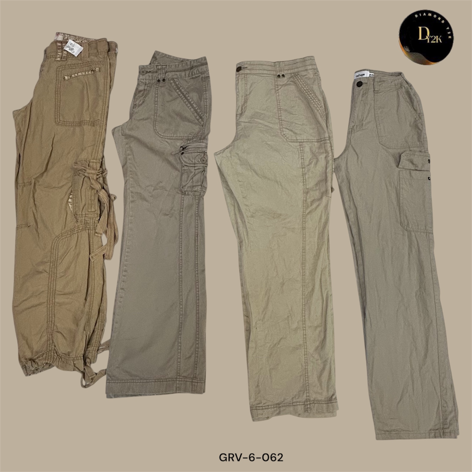 Y2K Cream Cargo Pants – Nostalgic 2000s Street Style (GRV-6-062)