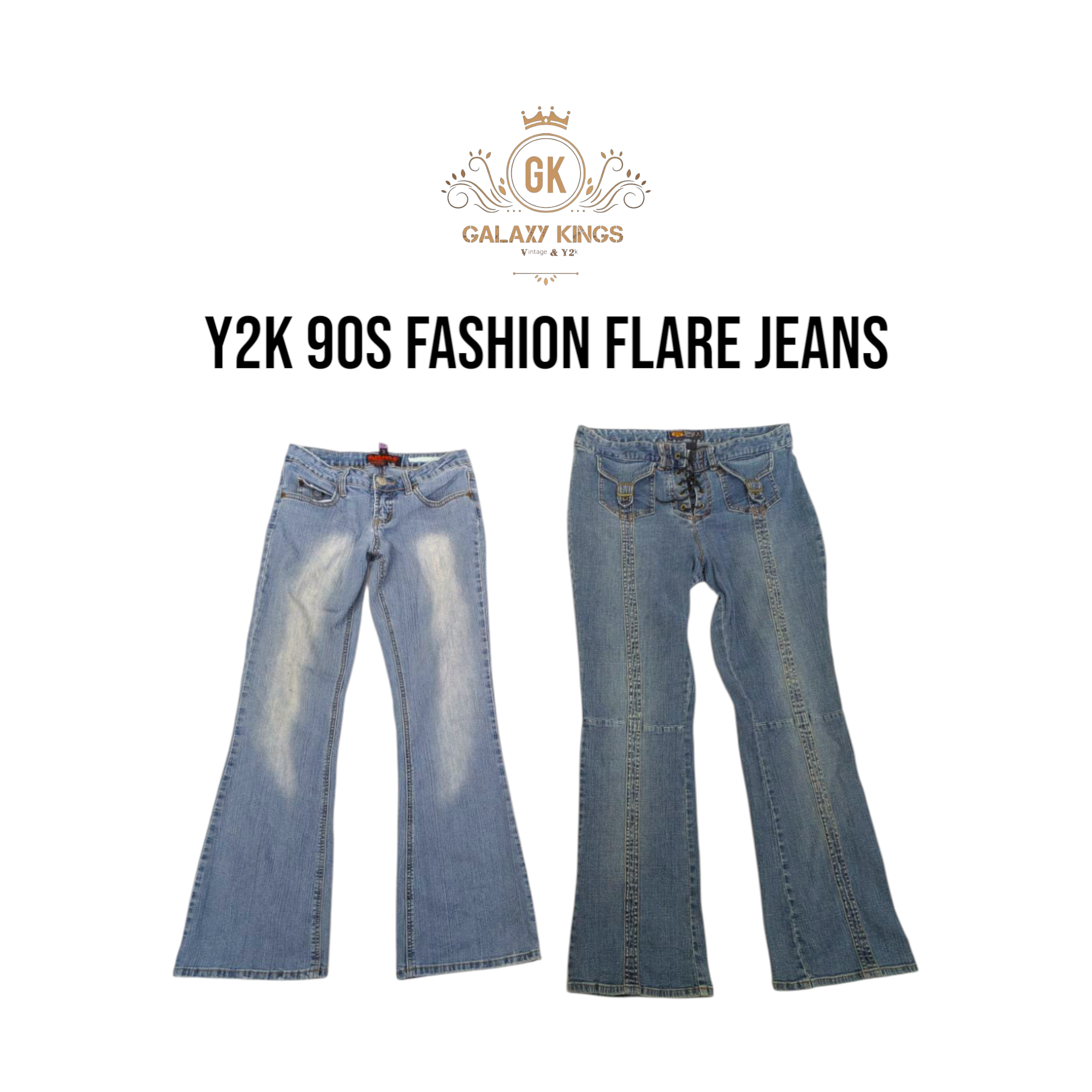 Jeans Flare da Moda Y2K dos Anos 90