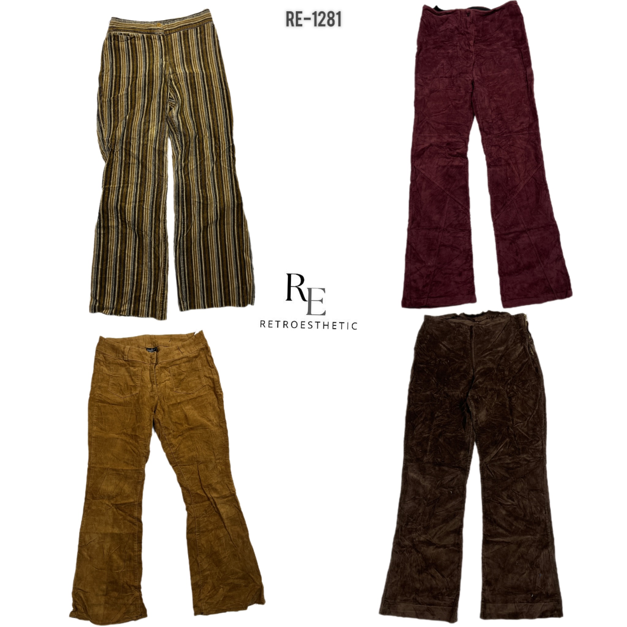 Y2K Flared Unique Corduroy Pants (RE-1281)