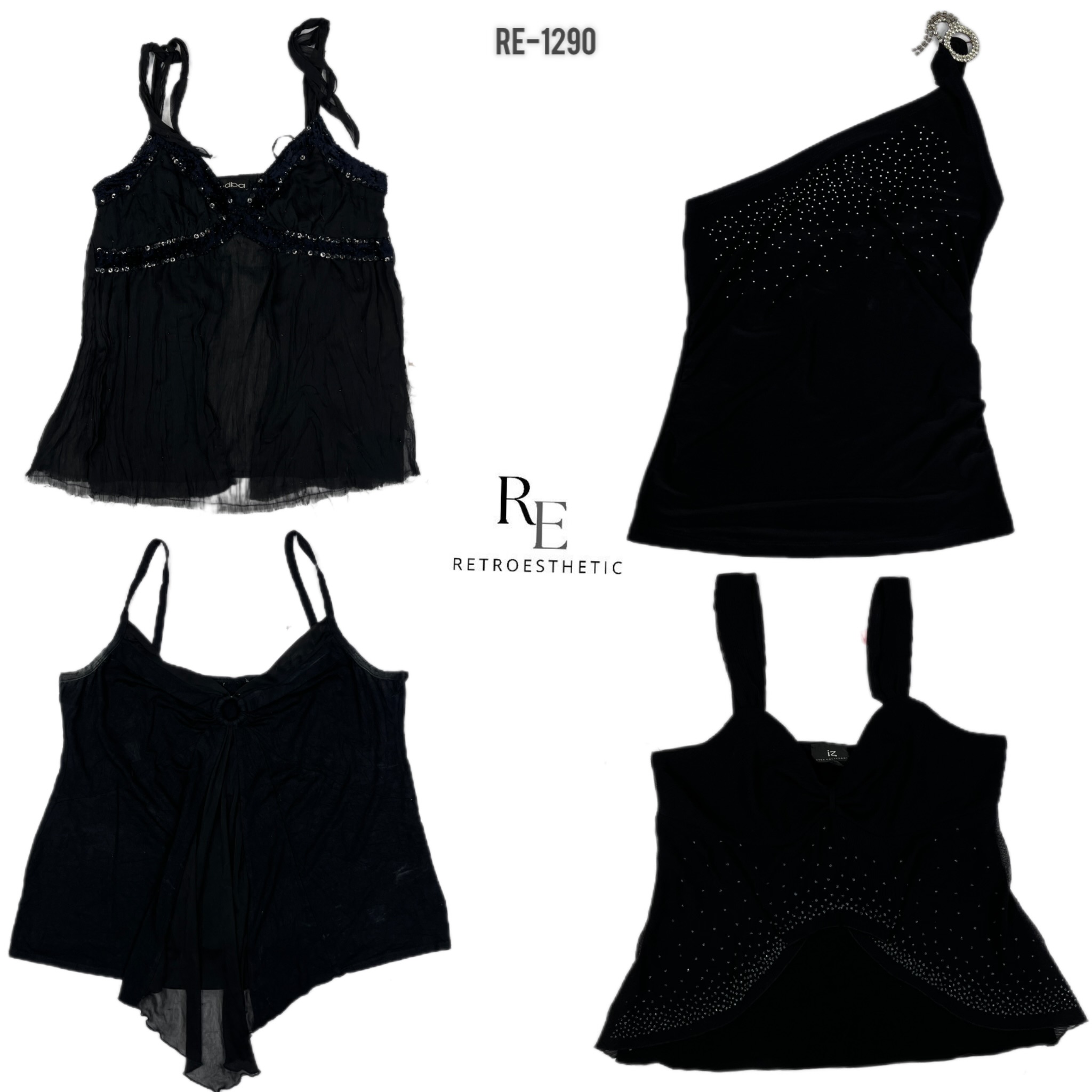 Y2L All Black Gothic Cami Tops (RE-1290)
