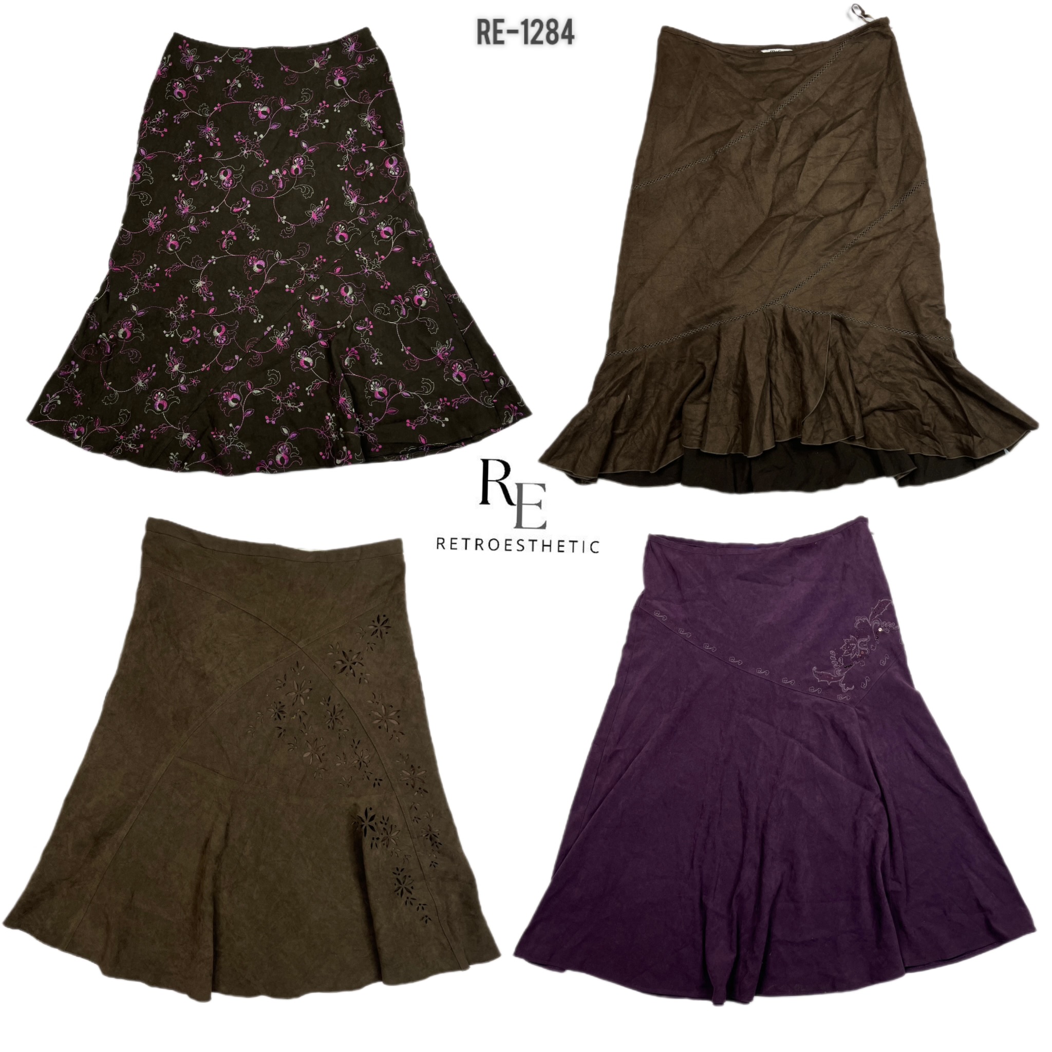 Y2K Unique Suede Mix Skirts (RE-1284)