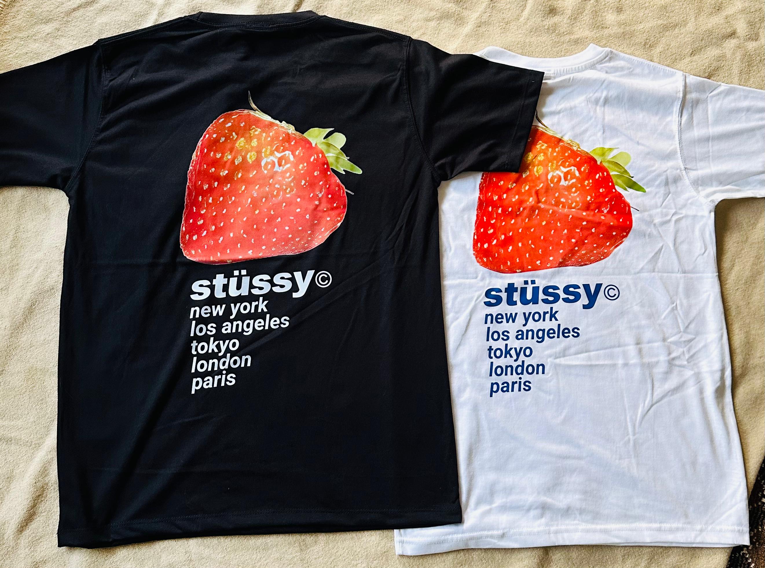 Stussy t-shirts estilo rework do tour da cidade de morango