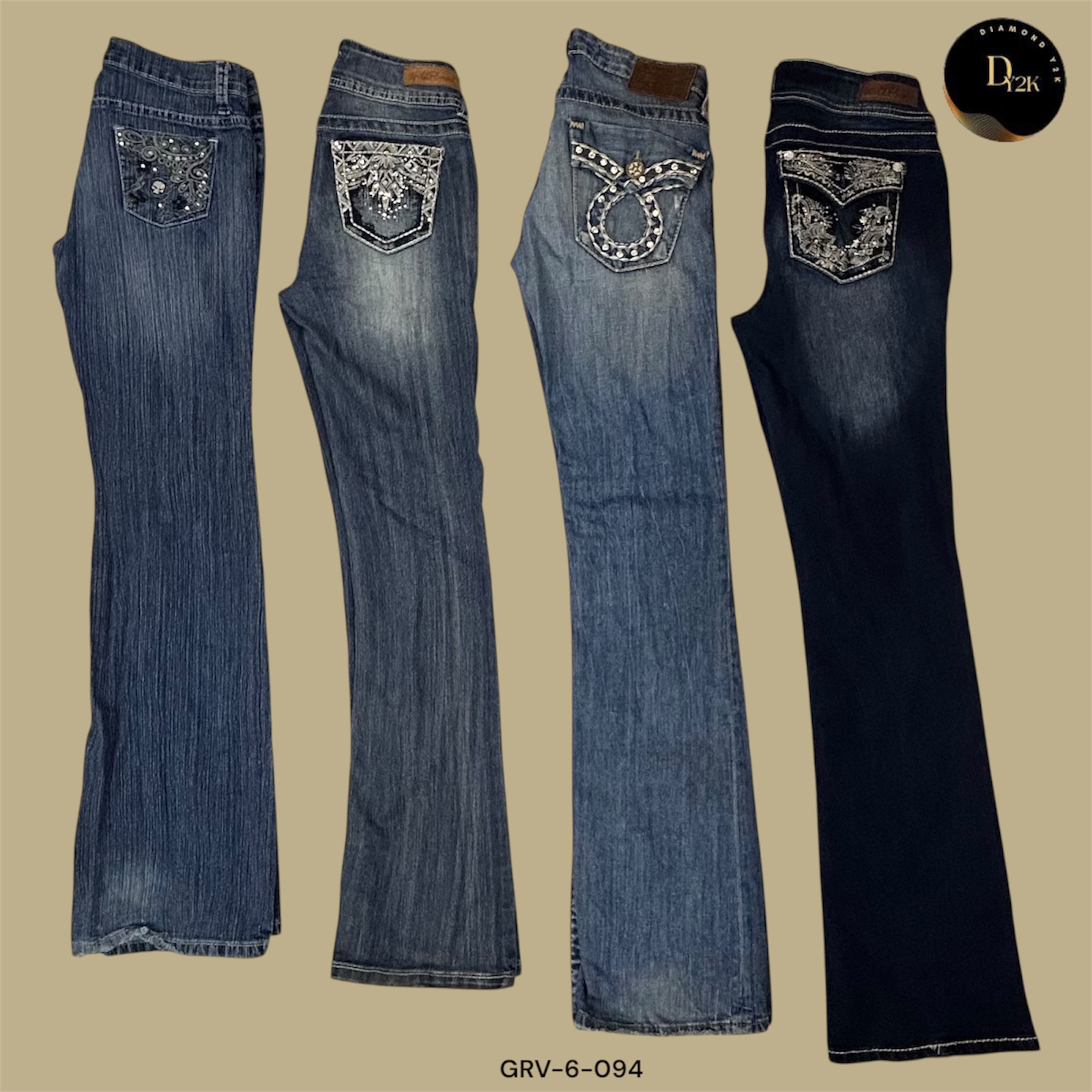 Jean évasé rétro Y2K – Taille basse fit Baddie (GRV-6-094)
