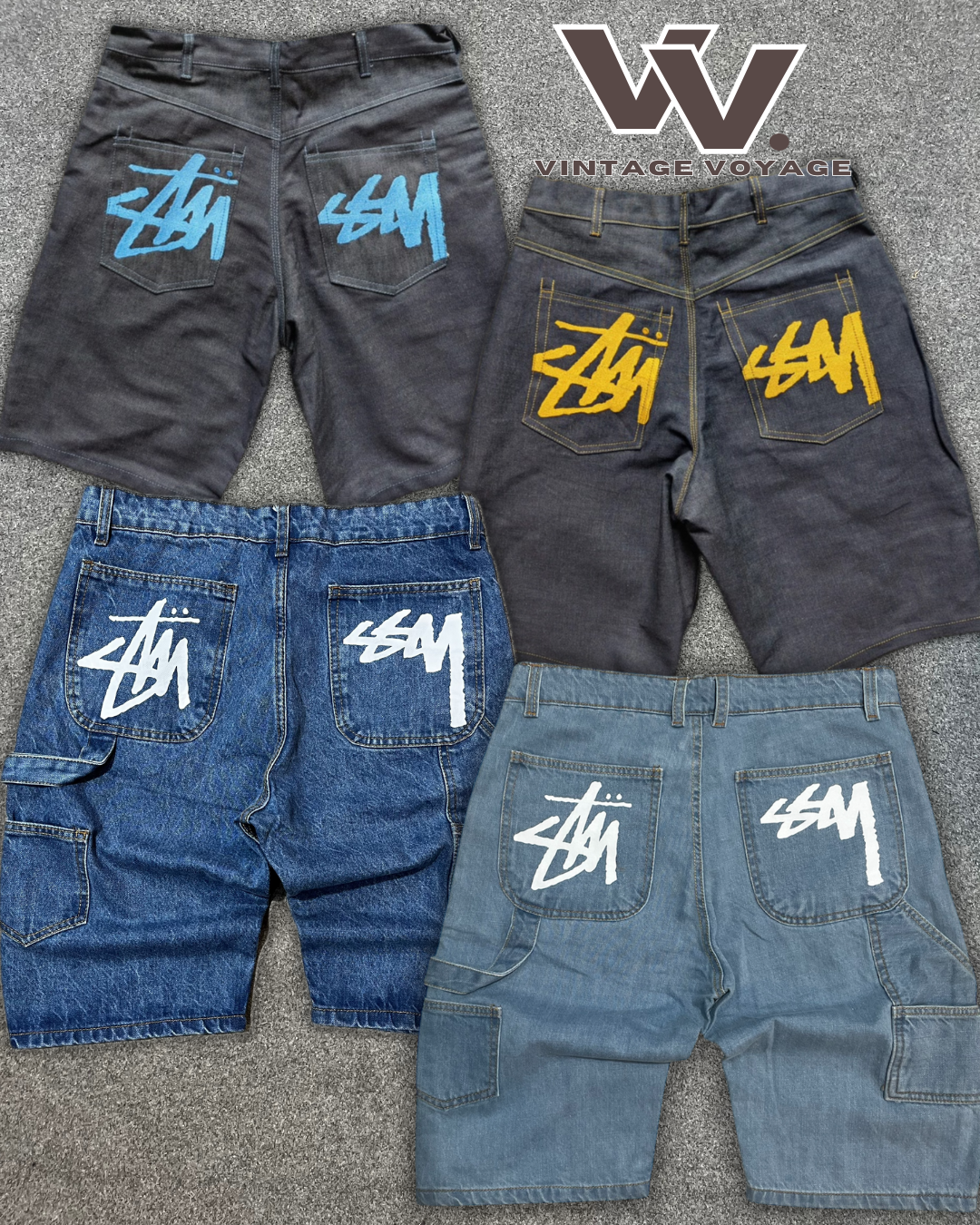 Stüssy rework style denim Shorts MOQ 15pcs #11625