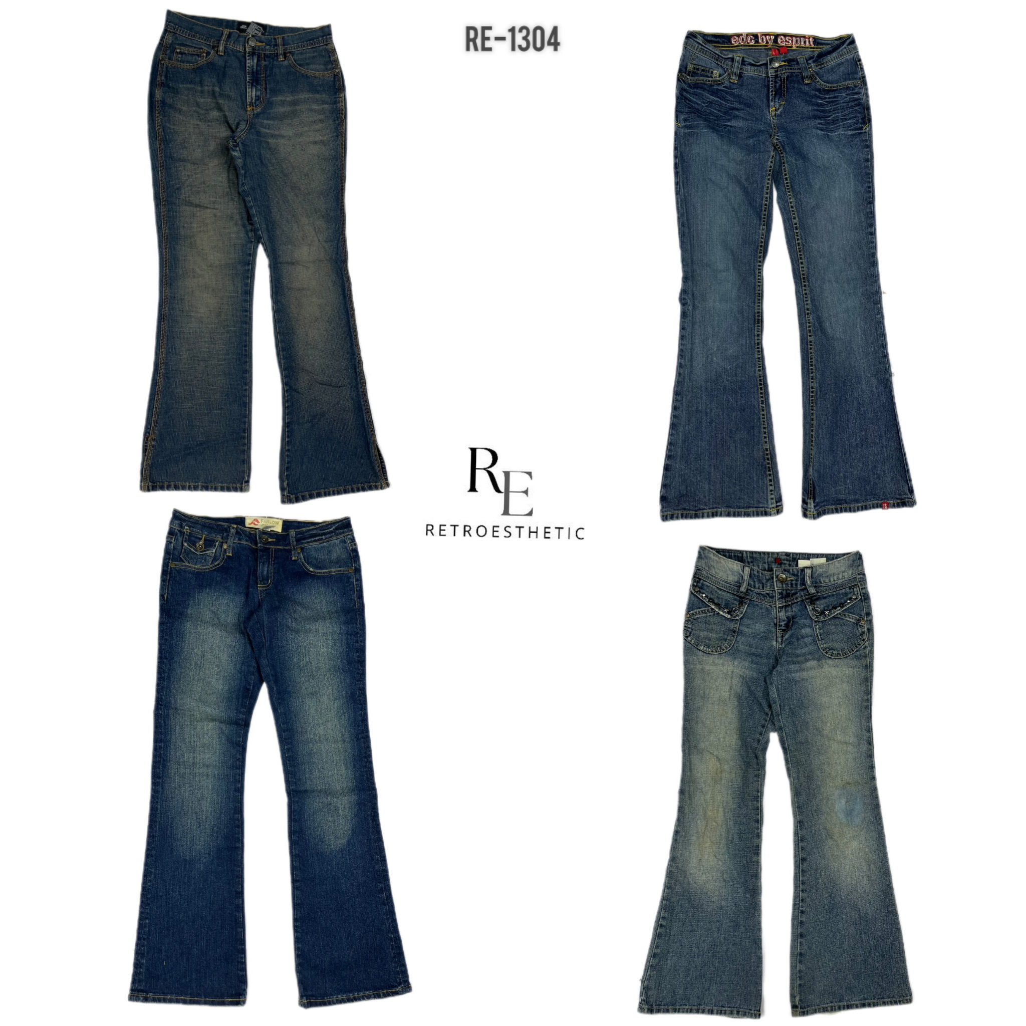 Y2K IT Girl Denim Flared Jeans (RE-1304)