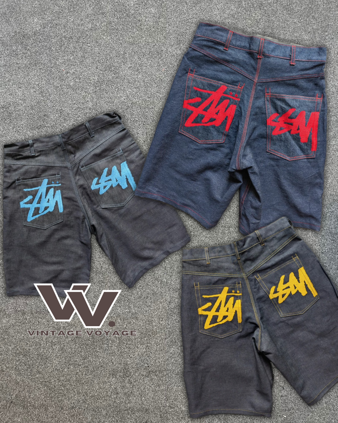 Stüssy rework style denim shorts #12625