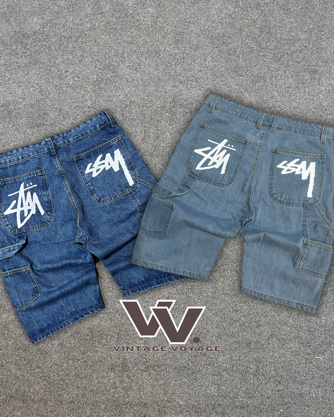 Stüssy rework style denim shorts #12625