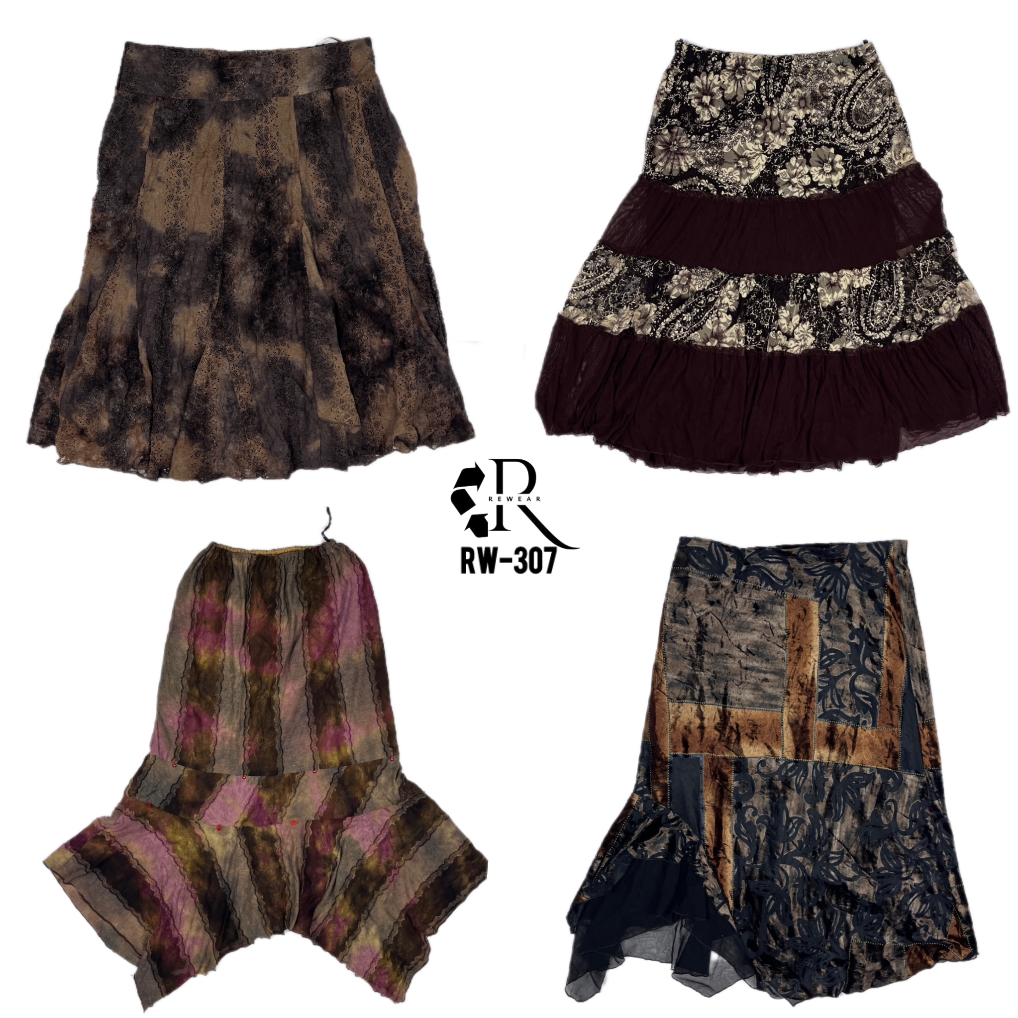 Y2K Unique Earthy Tone Poly Skirts (RW-307)
