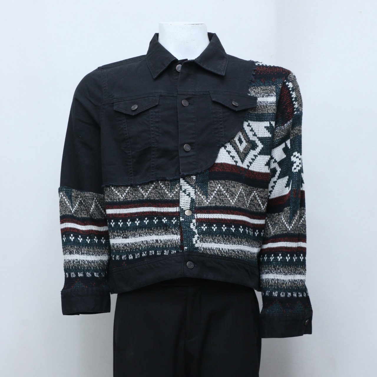 CR-77 Reworked Sweater Patch Denim Jacket