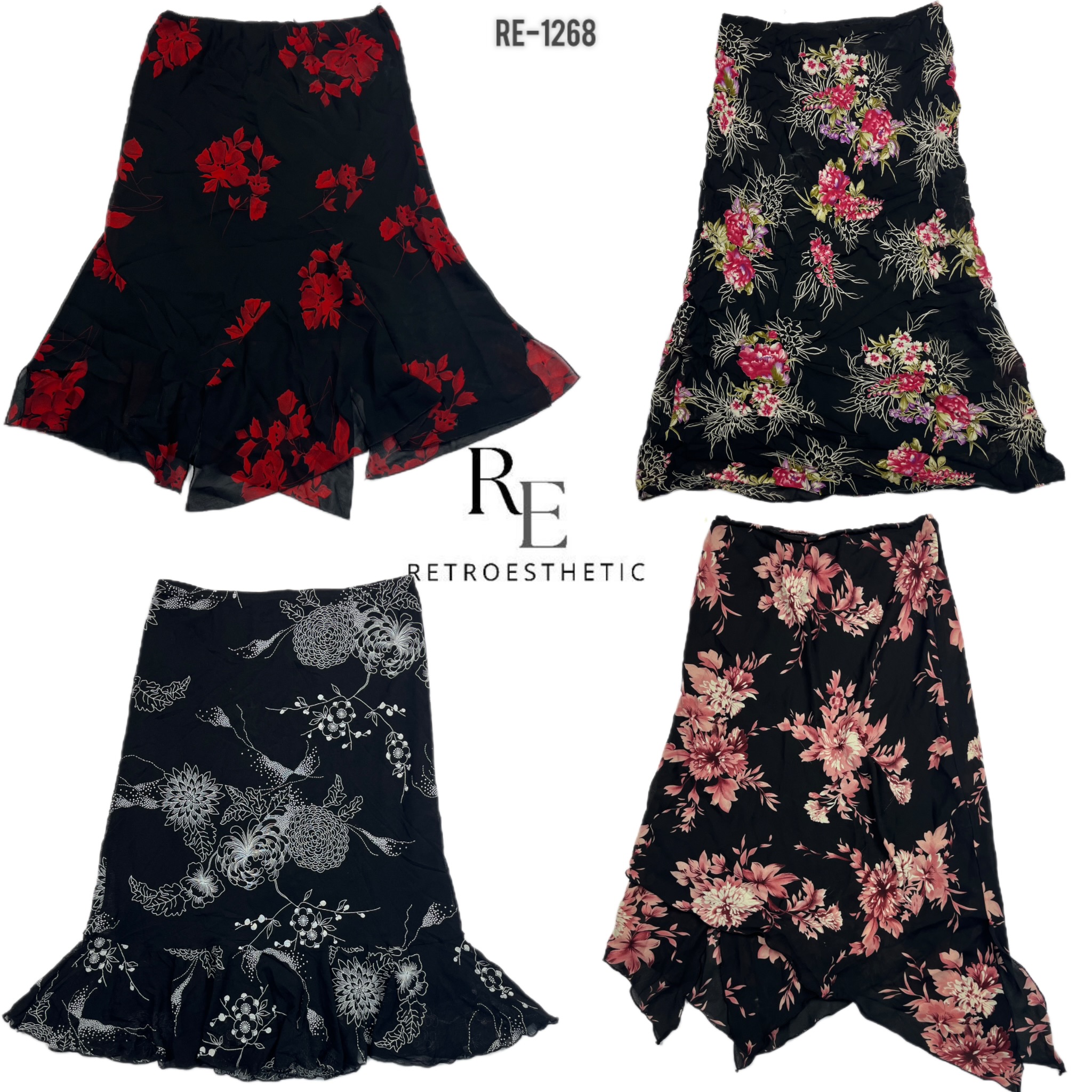 Jupes en polyester florales Y2K Date Night (RE-1268)