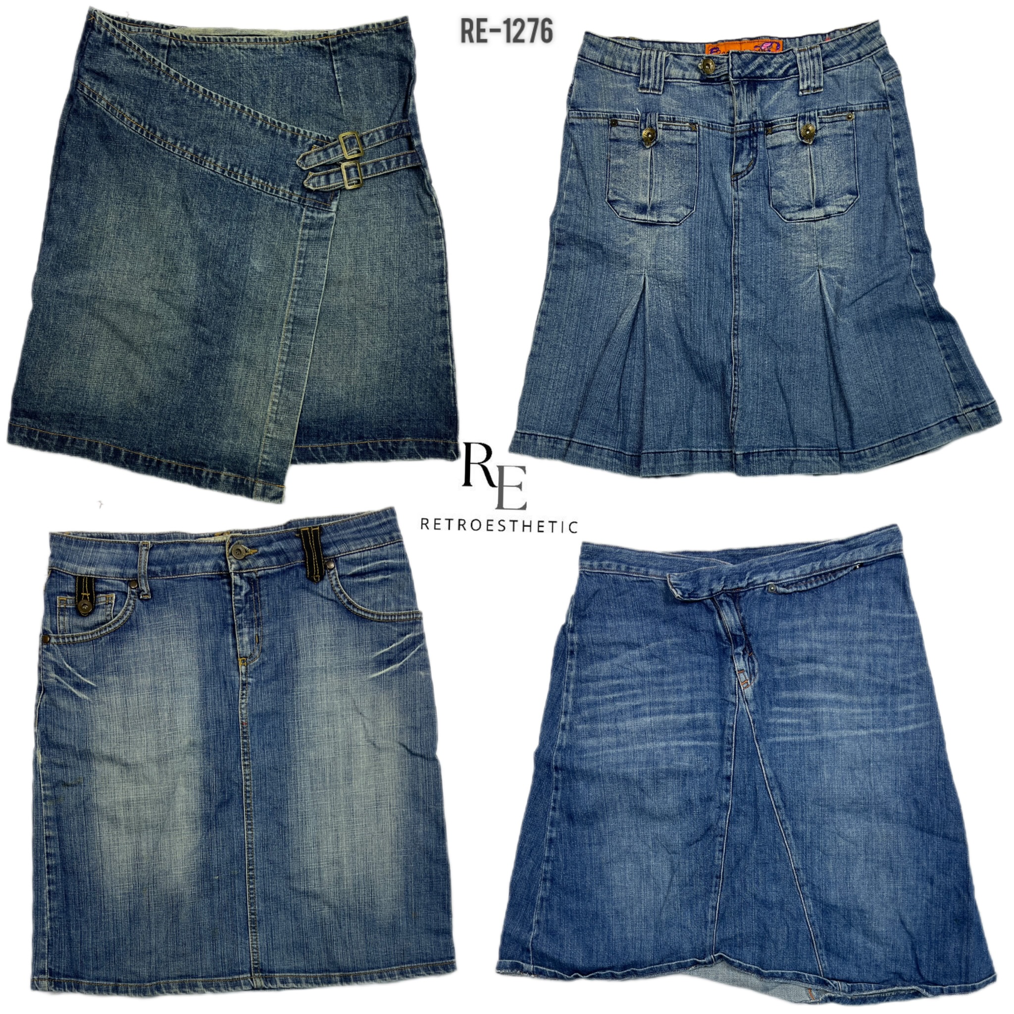 Y2K Cyber Girl Era Denim Midi Skirts (RE-1276)
