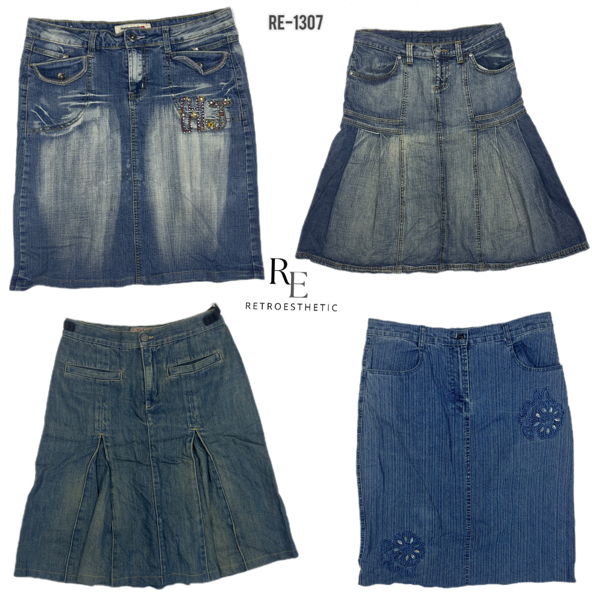 Y2K IT Girl Denim Midi Skirts (RE-1307)