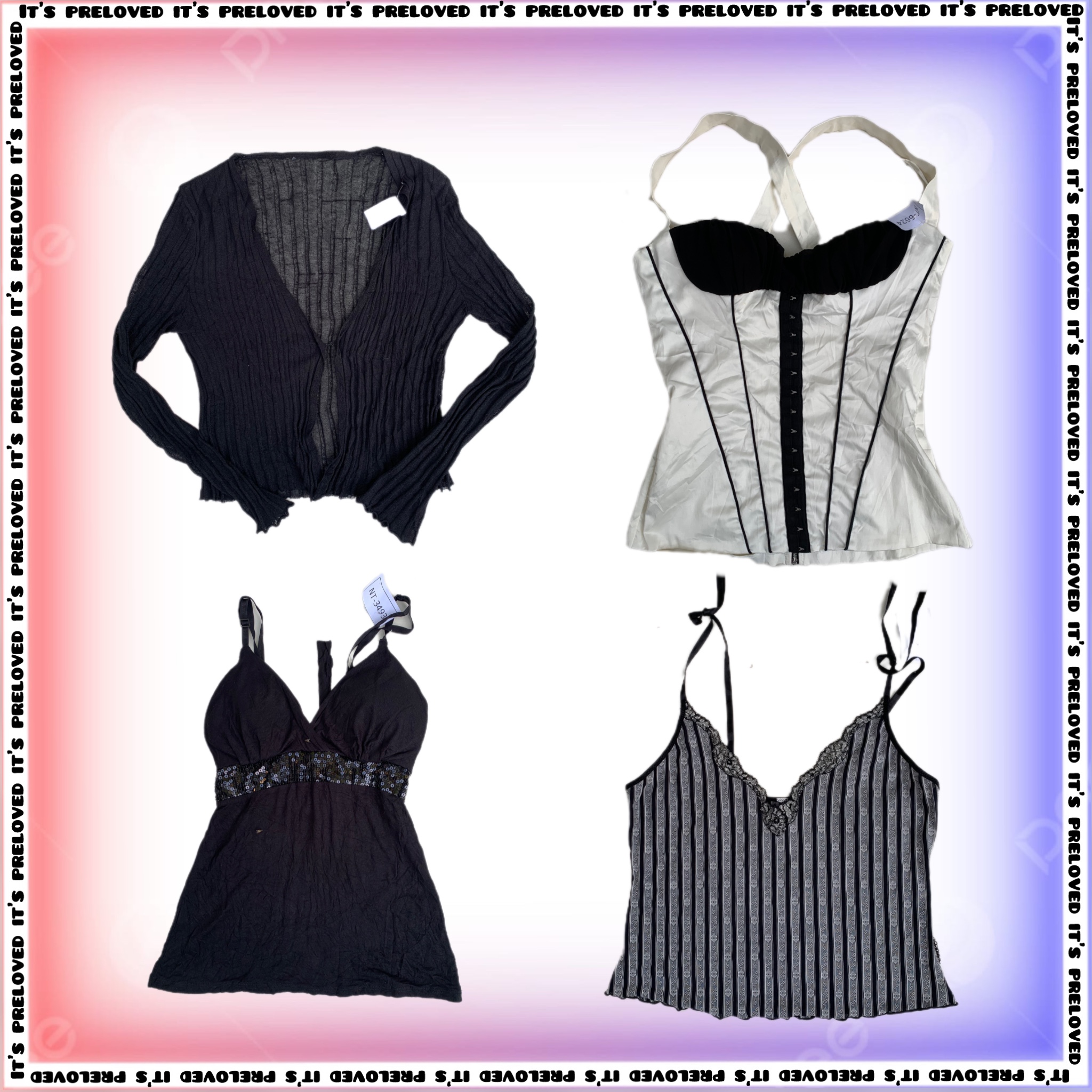 Schwarz und Weiß Boudoir - Y2K Tops Mix (SS-1026)