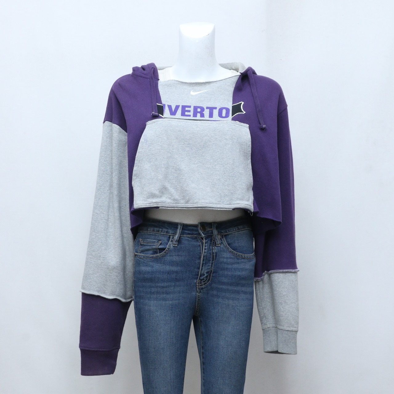 CR-92 Reworked Mix Branded Patchwork Cropped Hoodies