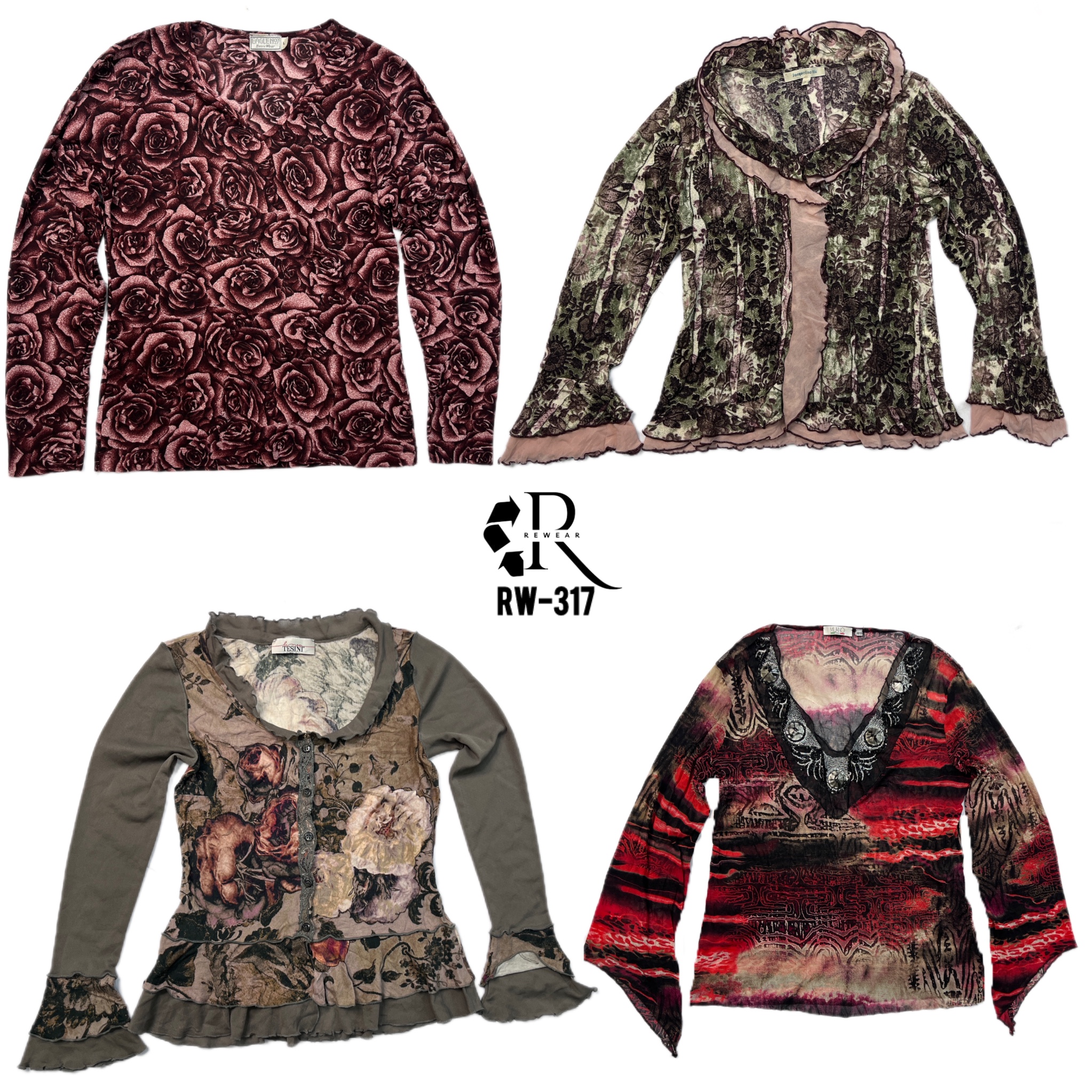 Y2K Gothic Floral Full Sleeves Tops (RW-317)