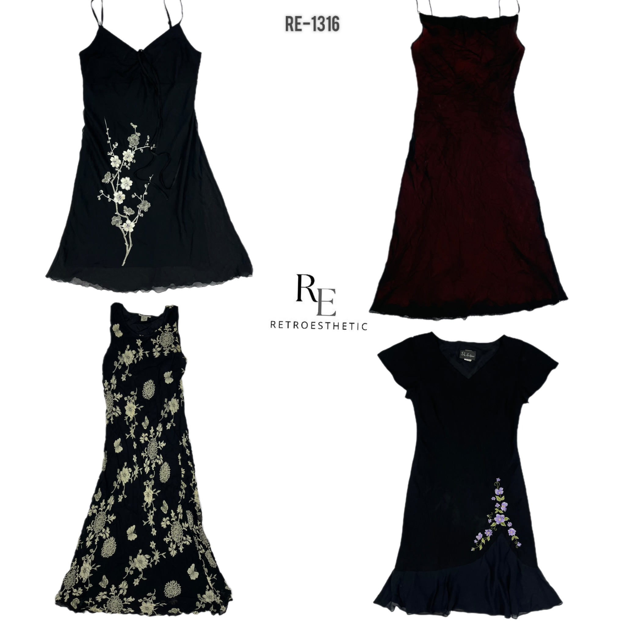 Y2K All Black Rave Summer Dresses (RE-1316)