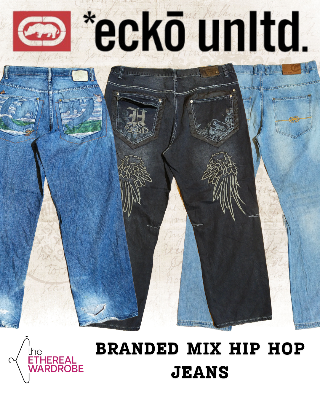 Jeans Hip Hop di marca inclusi ecko unltd confezione da 10 pezzi (RN#1100)