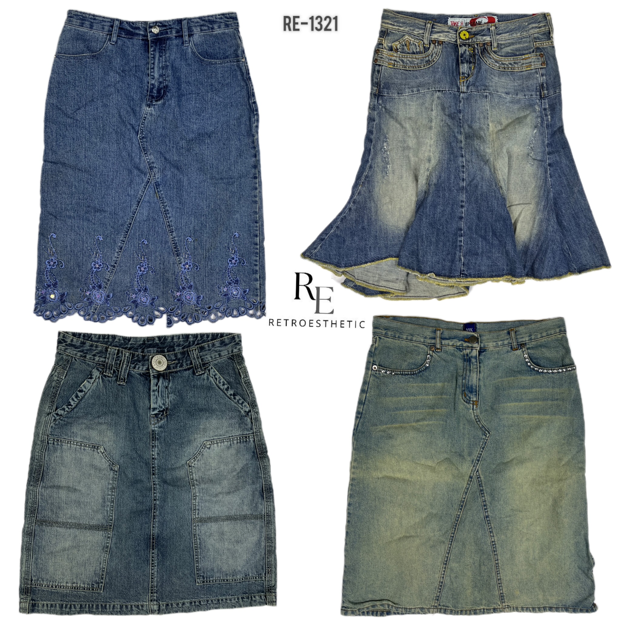 Y2K Britney Era Denim Midi Skirts (RE-1321)