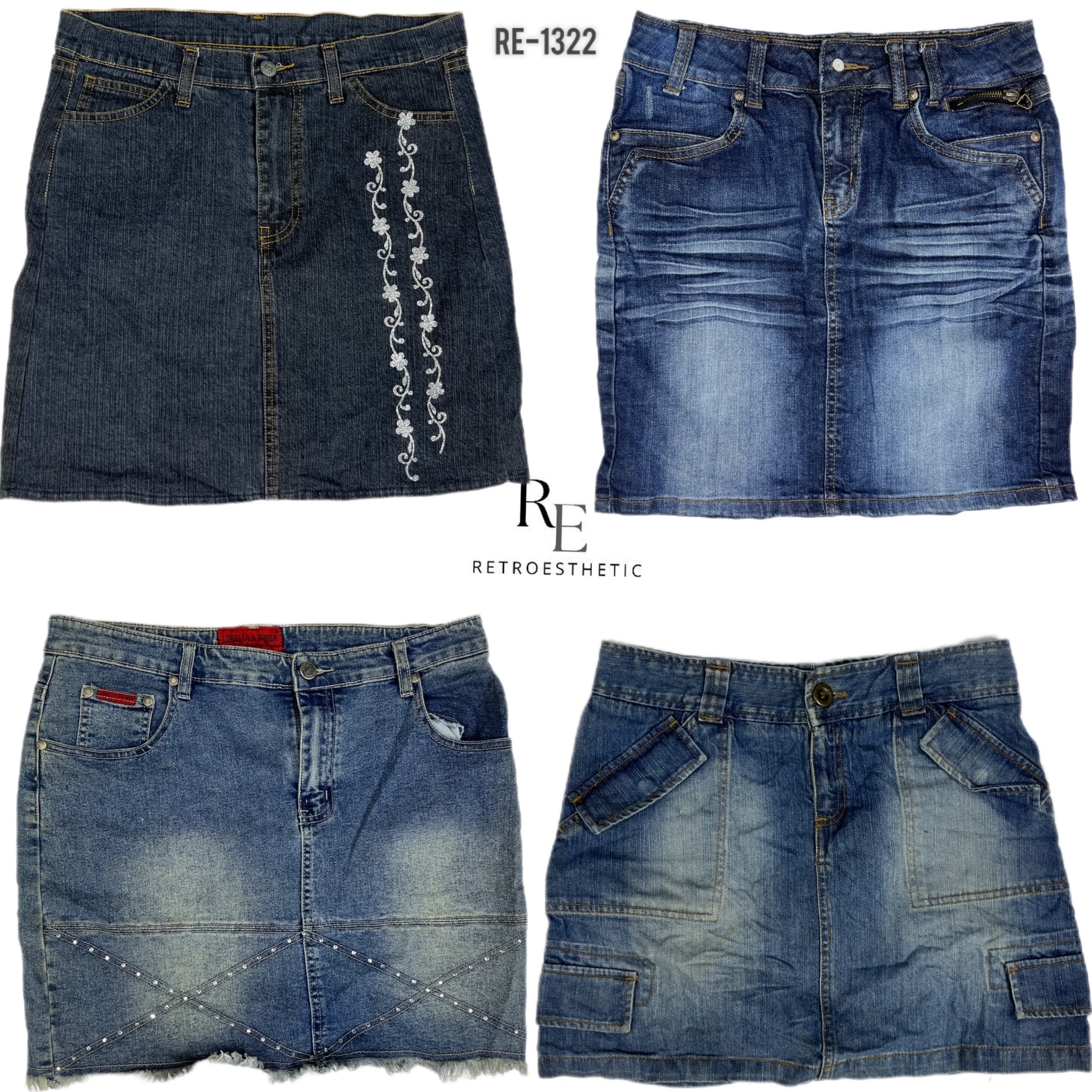 Y2K IT Girl Denim Mini Skirts (RE-1322)