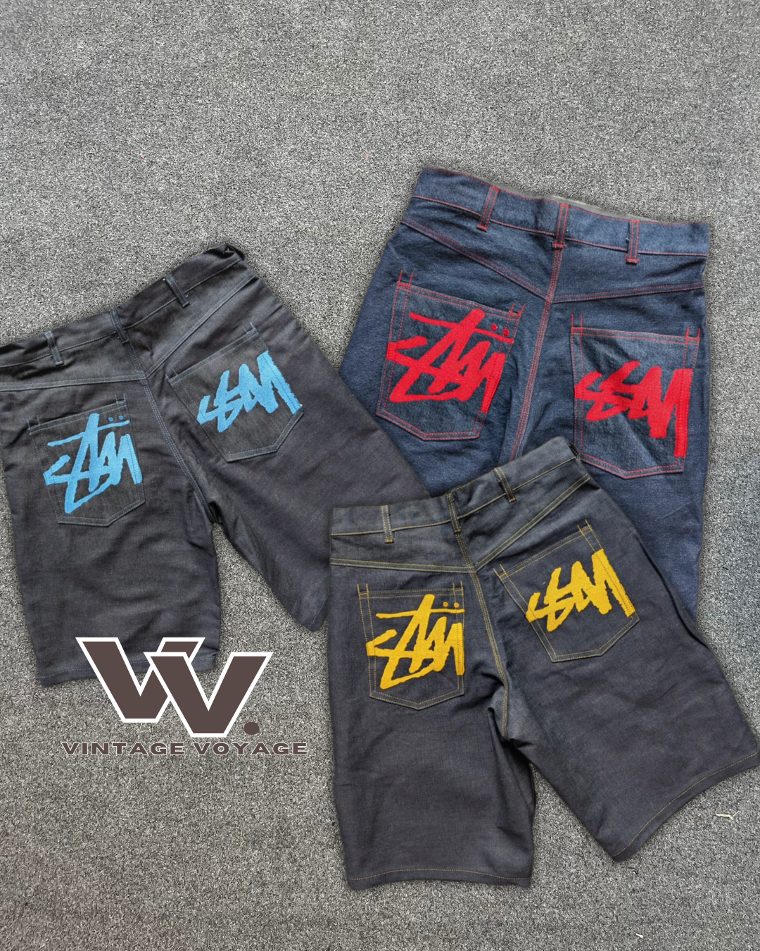 Stussy rework style denim shorts #13625