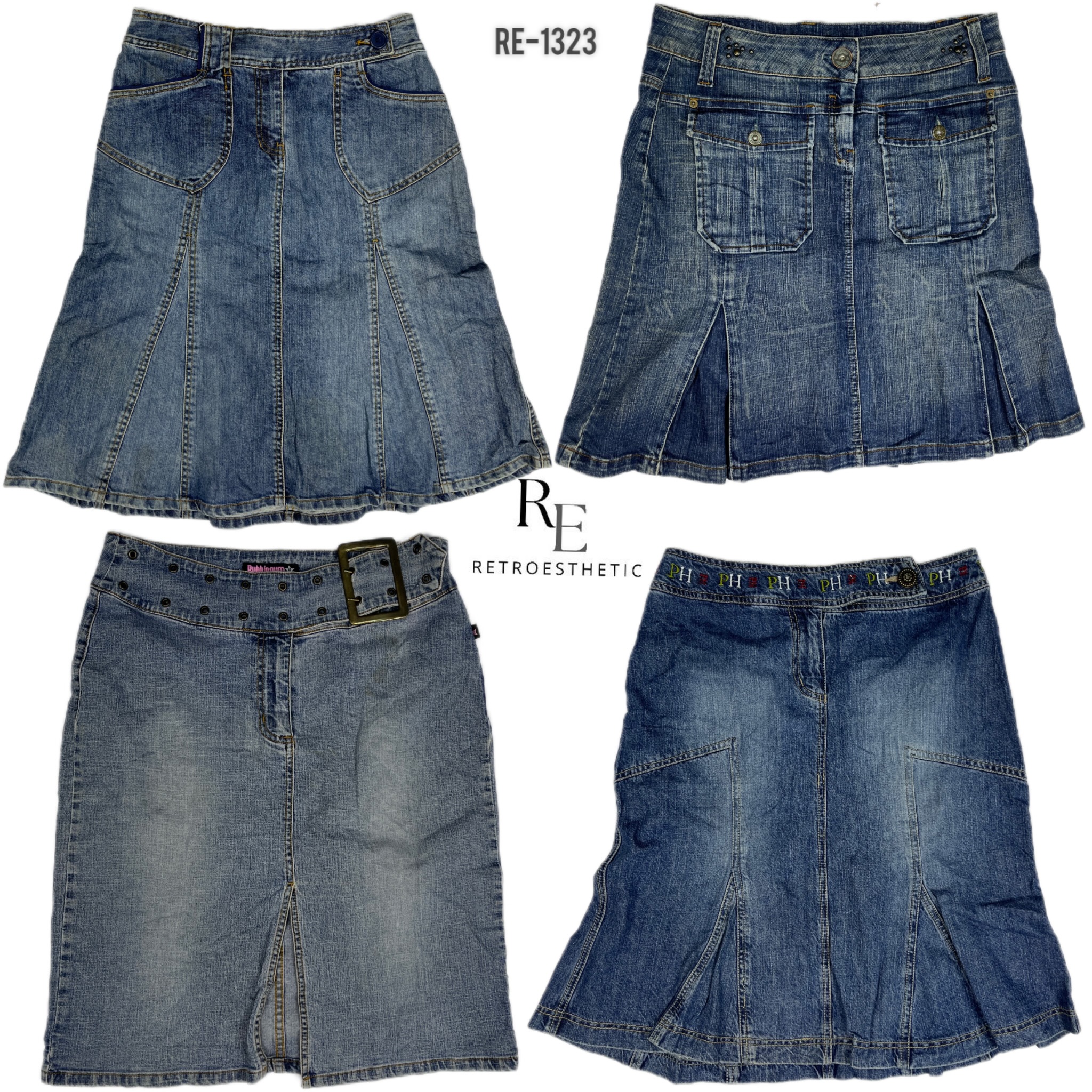 Y2K Britney Era Denim Midi Skirts (RE-1323)