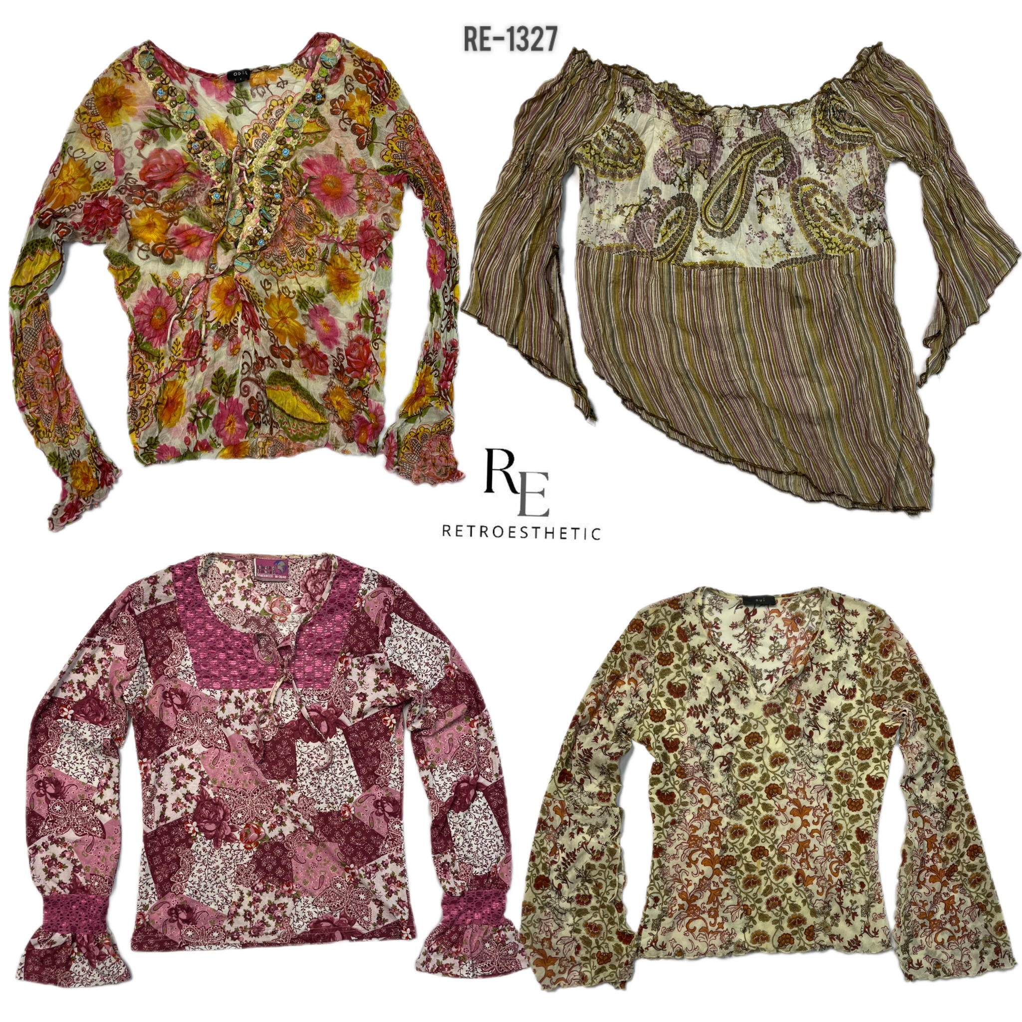 Hauts à manches longues en maille mixte Y2K Grunge (RE-1327)