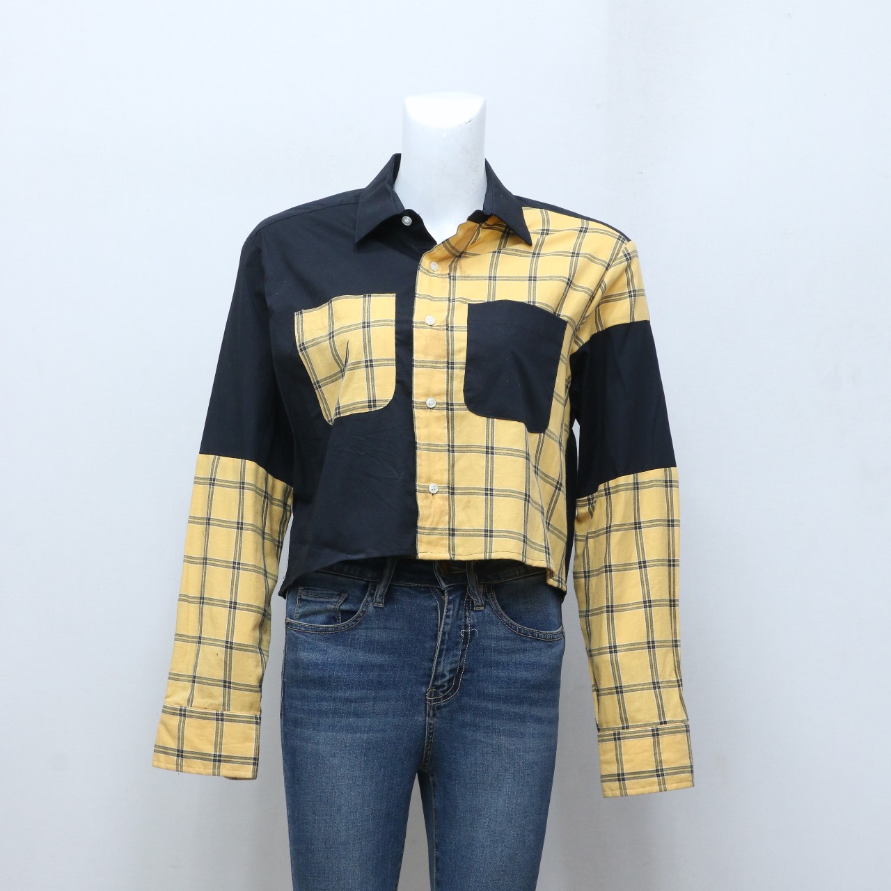 CR-97 Reworked Mix branded Patchwork Women's Cropped Shirts