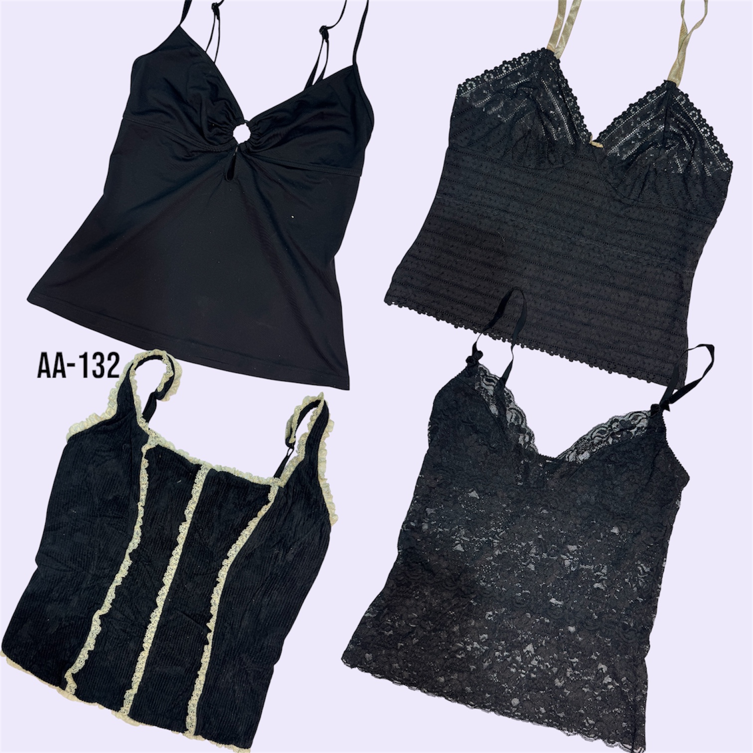 Y2K Gothic Black Cami Tops (AA-132)