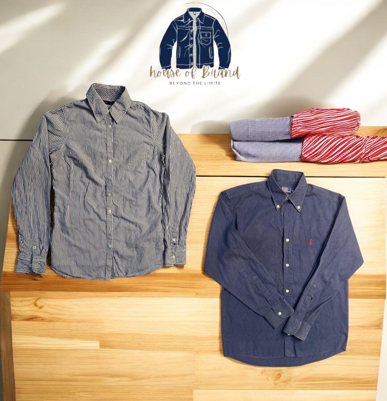 Chemises de marque Tommy Helfiger, Polo Ralph Lauren, Lacoste.