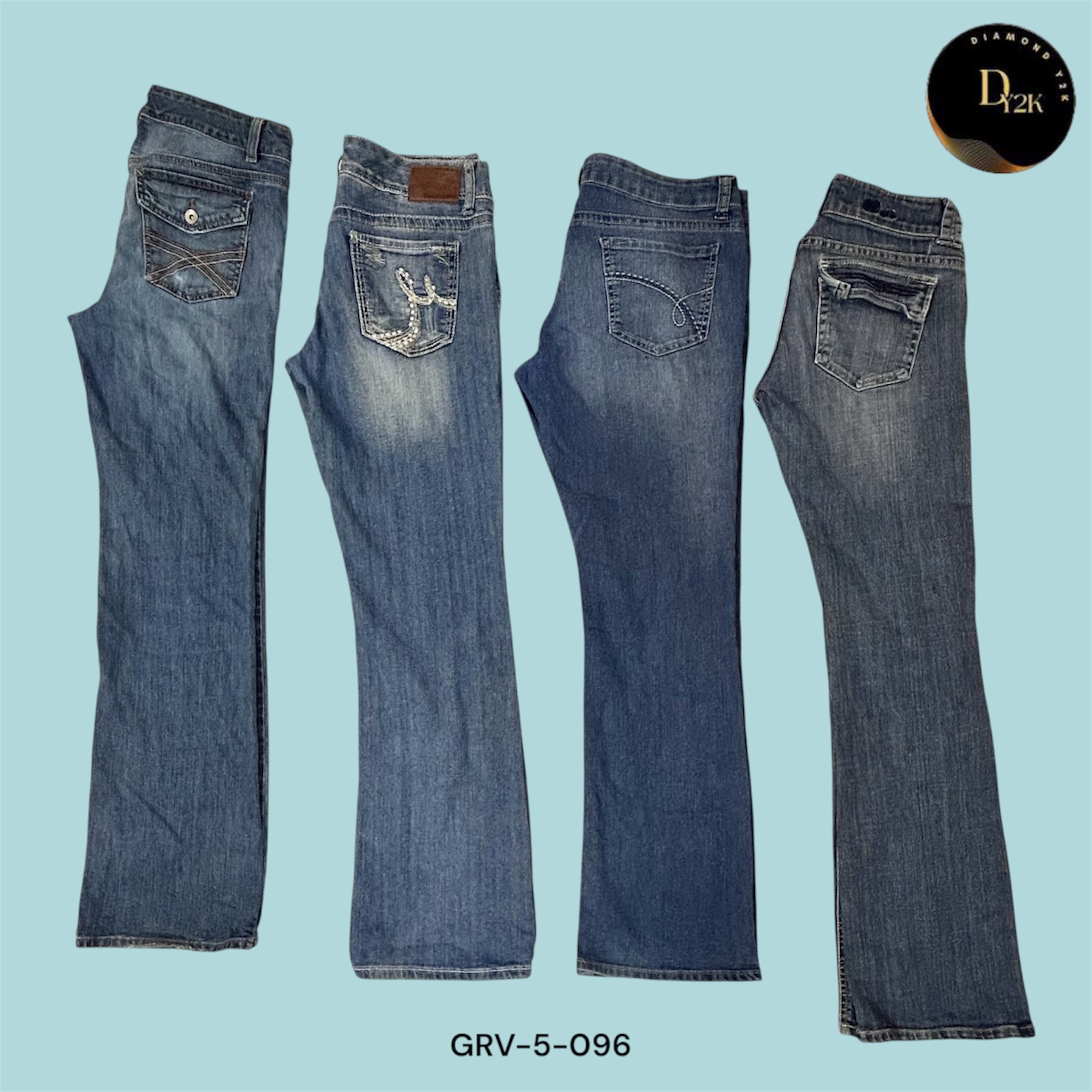 Jeans a zampa d'elefante Y2K Stretch – Abbraccia le tue curve, sfoggia il look (GRV-6-096)