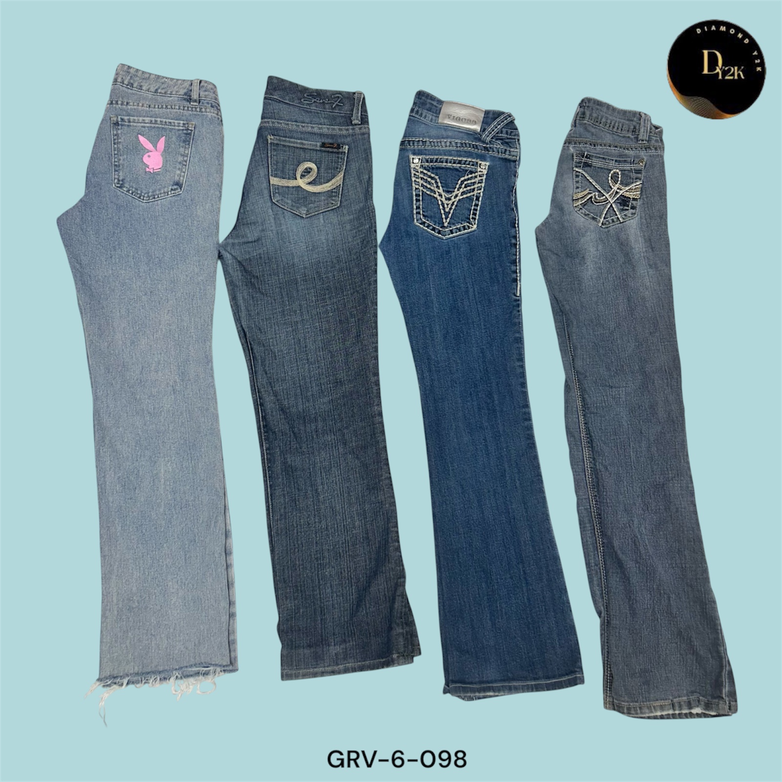 Retro Y2K Black Jeans | Low Waist Flared Fit (GRV-6-098)