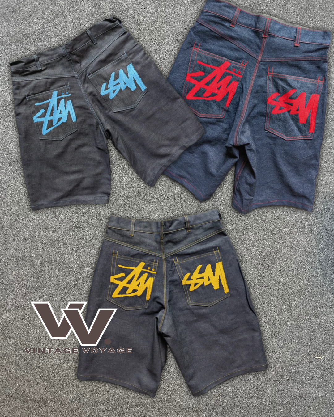 Stüssy rework style denim shorts #14625