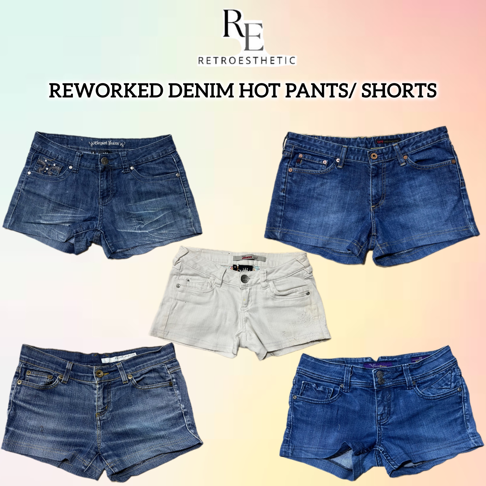 Reworked Y2K Low Rise Denim Hot Pants / Micro Mini Shorts