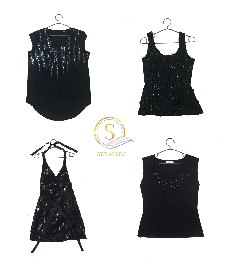 Black Rave Embellished Tops