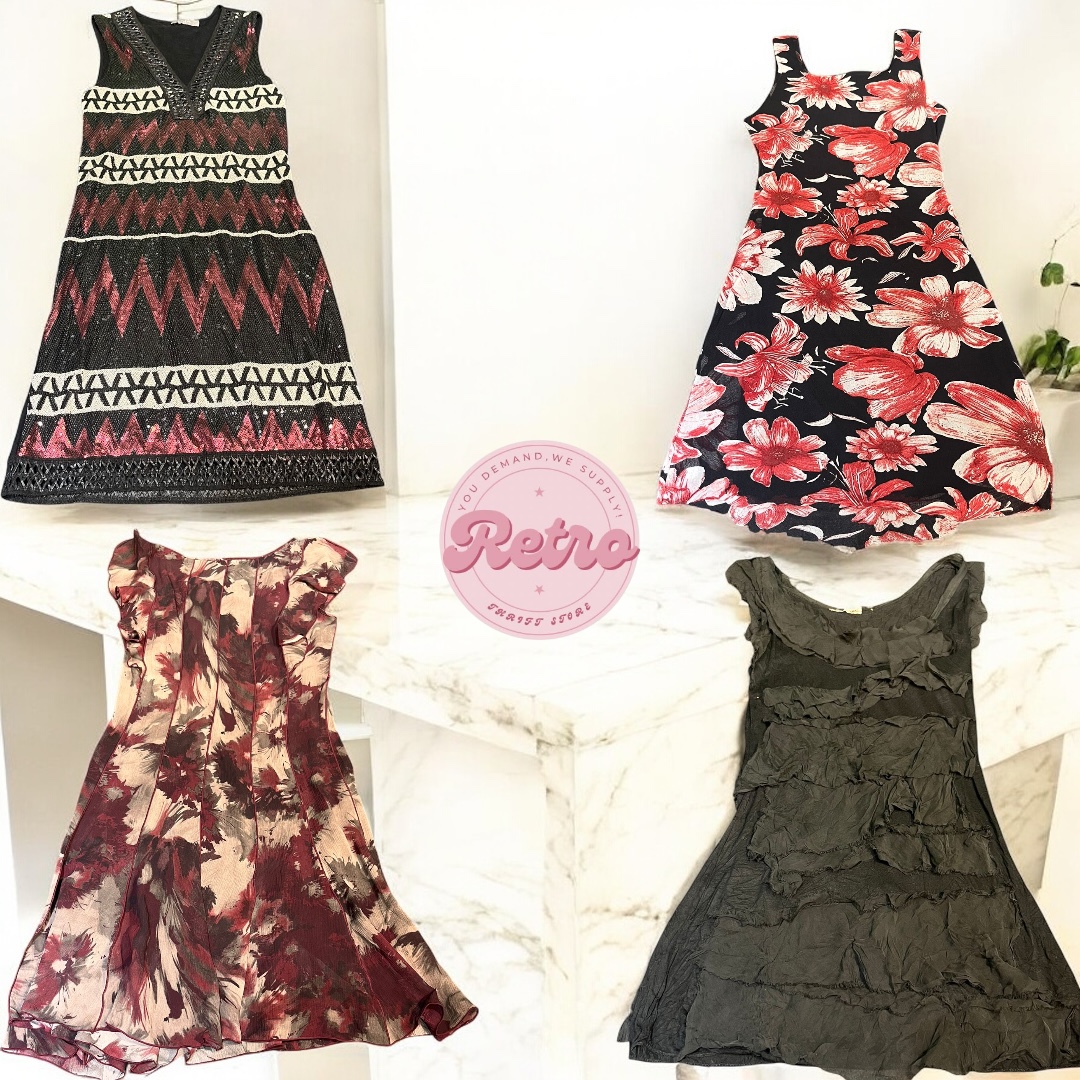 Y2K Midi Dresses – Bold Florals & Textured Neutrals Aesthetic Bundle for Women
