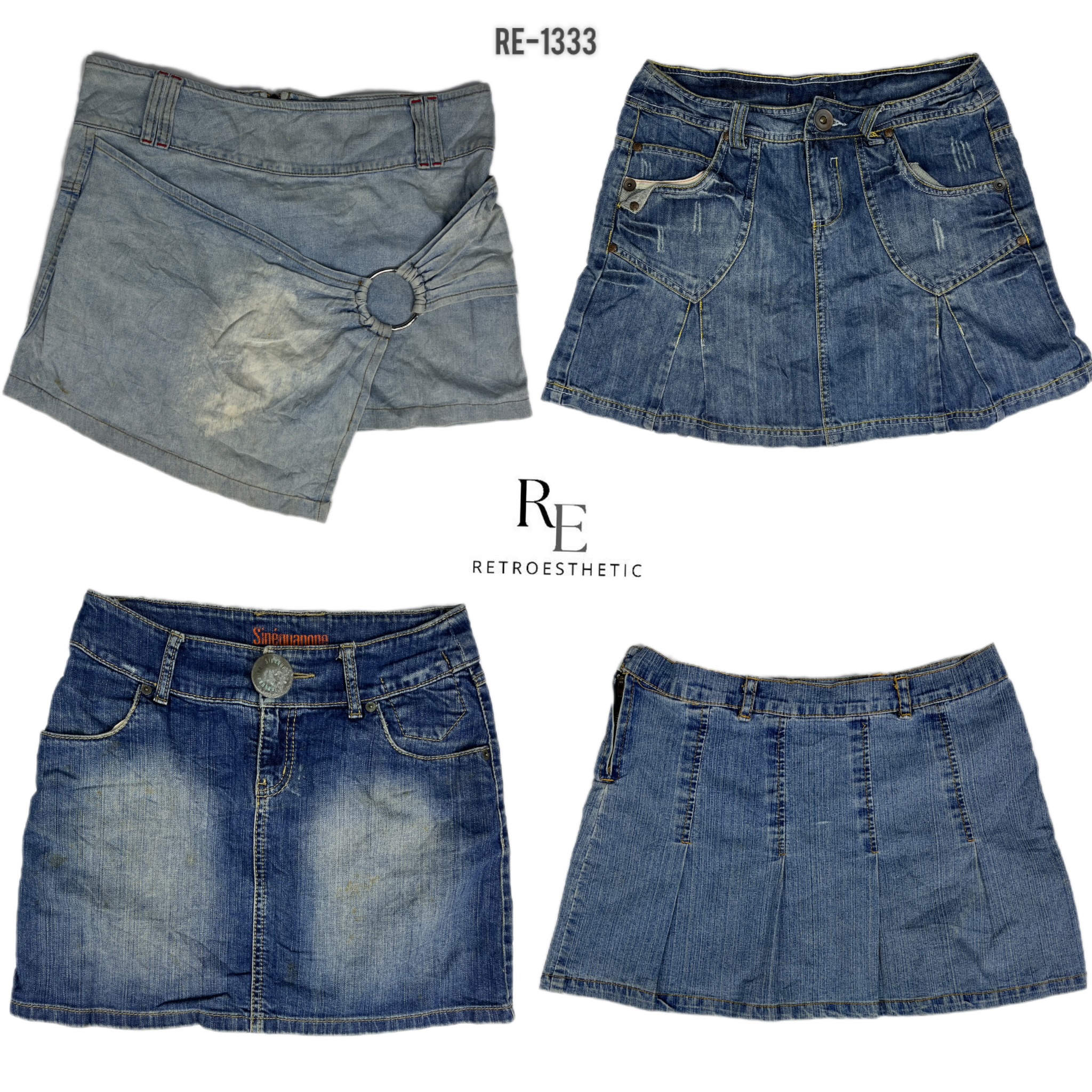 Y2K IT Girl Era Denim Mini Skirts (RE-1333)