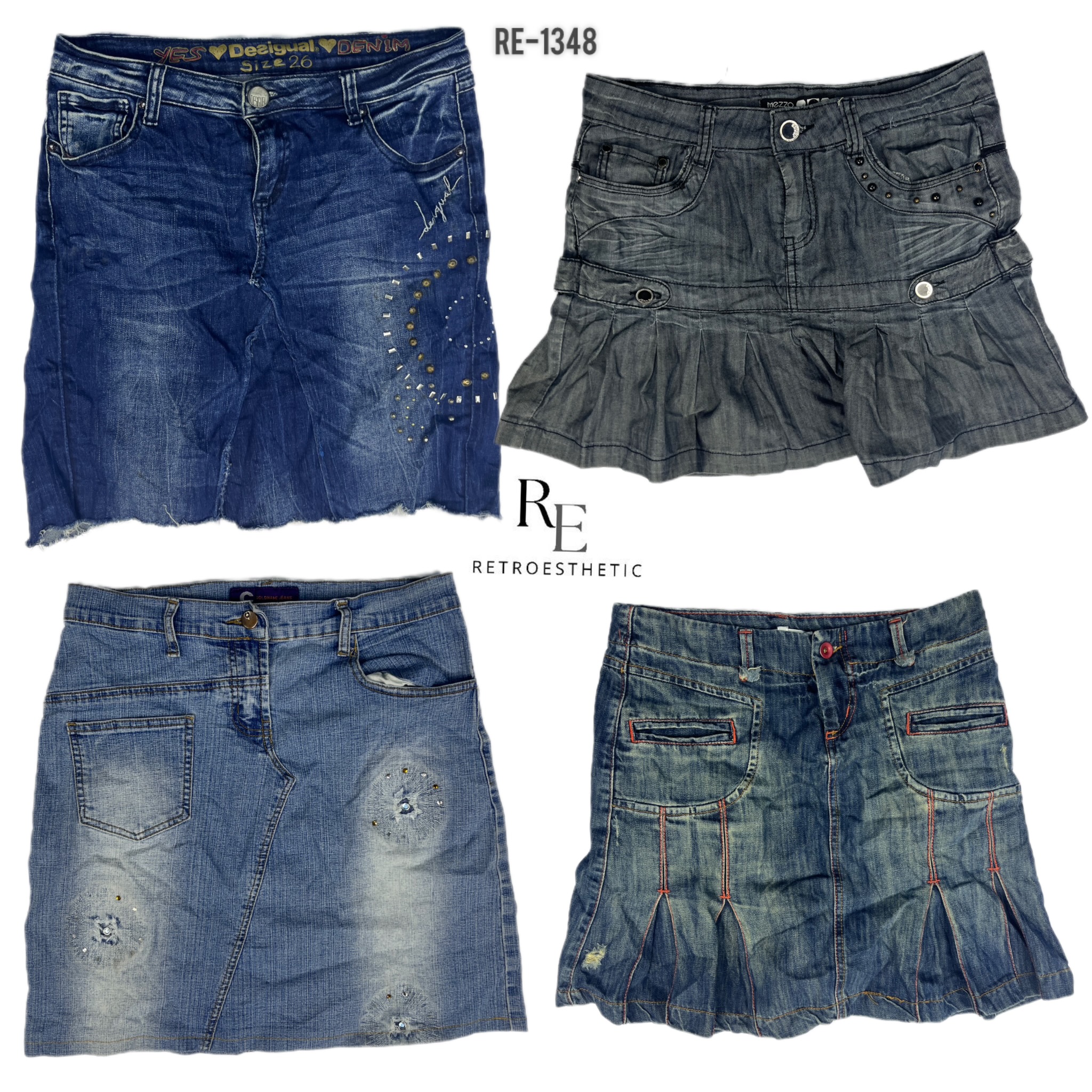 Y2K IT Girl Denim Midi Skirts (RE-1348)