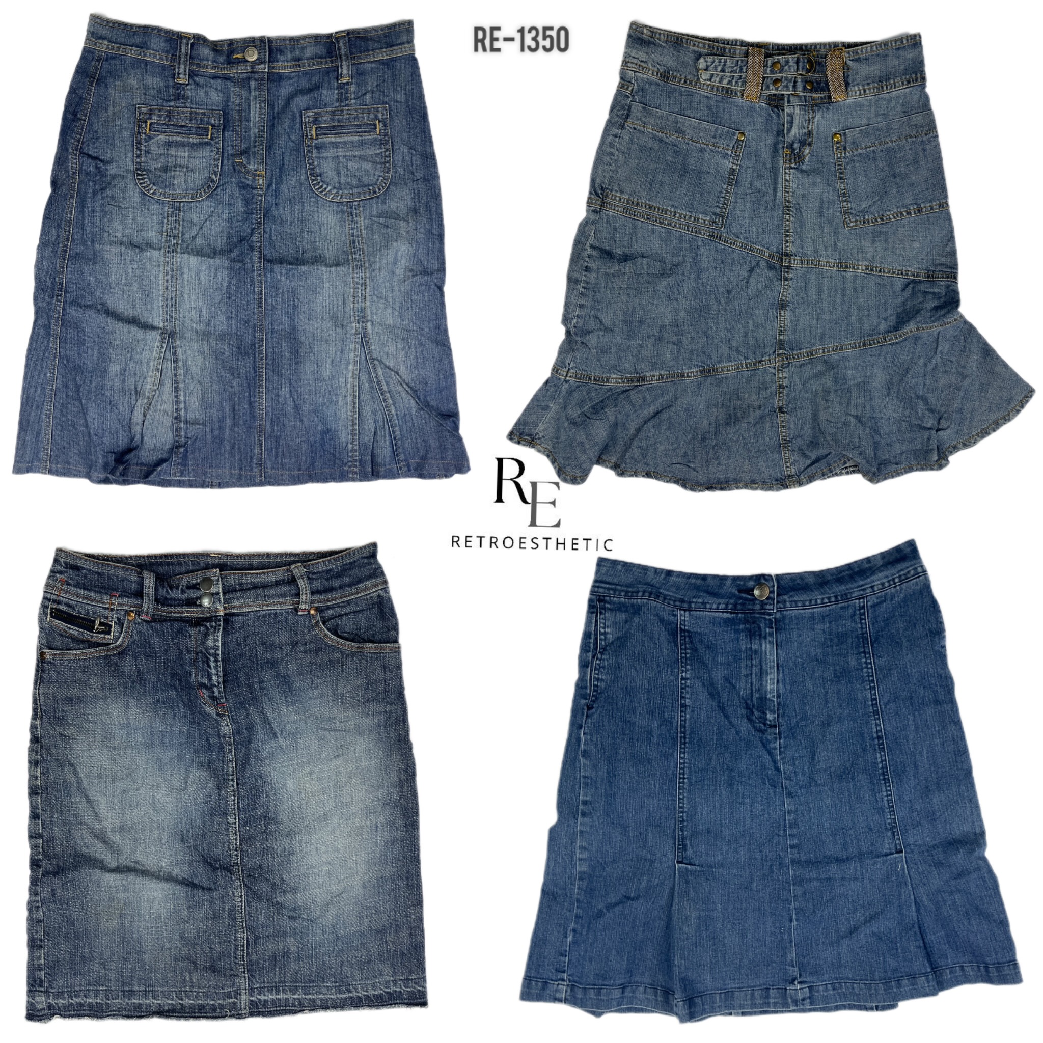 Y2K Britney Era Denim Midi Skirts (RE-1350)