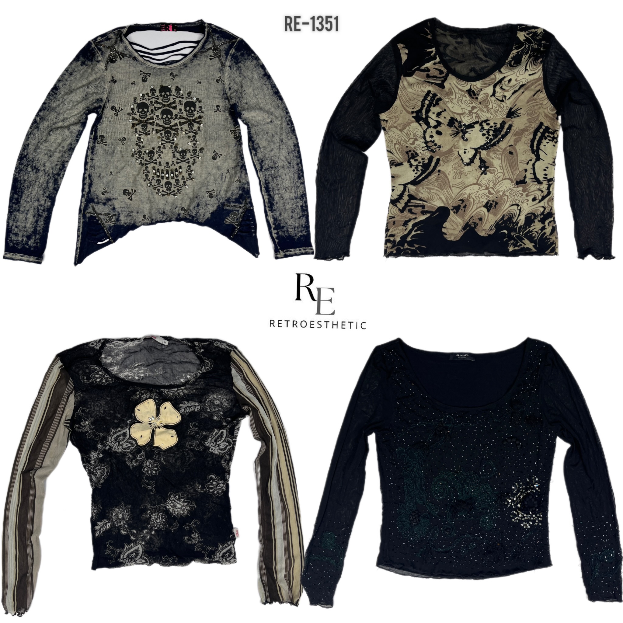Y2K Black Gothic Full Sleeve Tops (RE-1351)