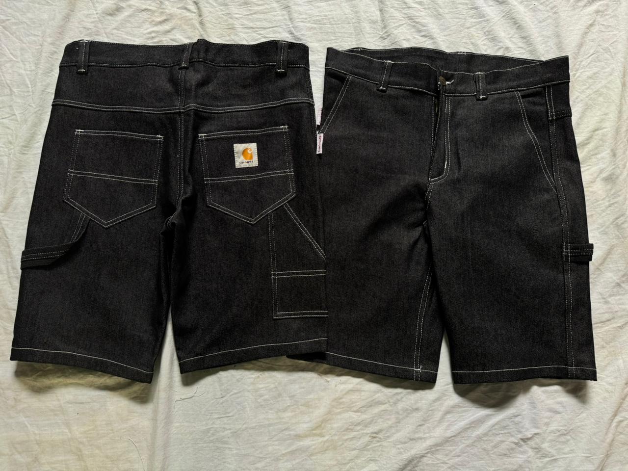 Short de Denim Preto Rework Style Carhartt (costura branca)