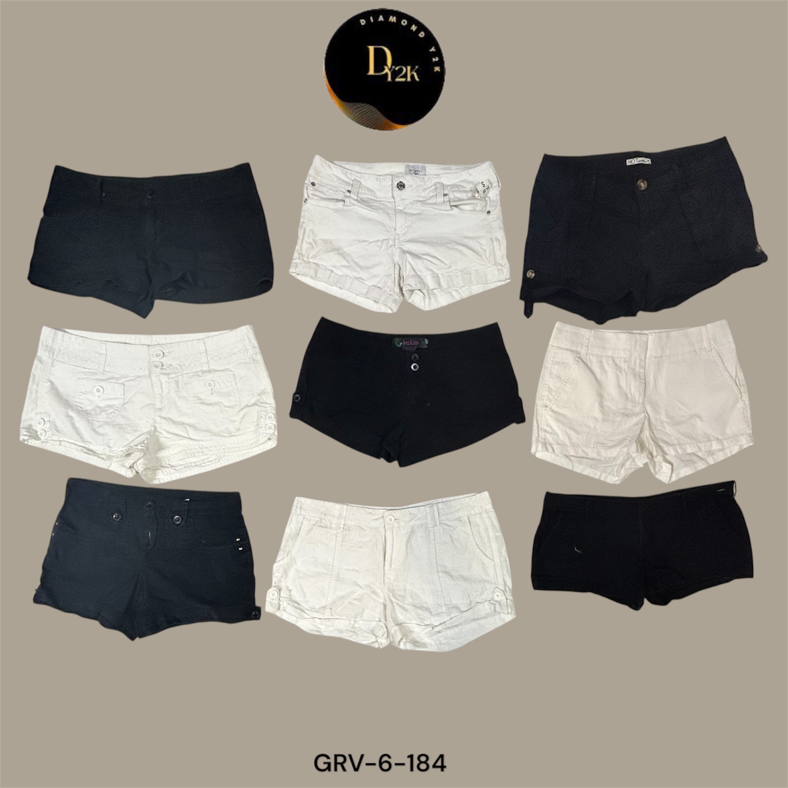 Retro Duo | Y2K Black & White Denim Cut-Offs (GRV-6-184)